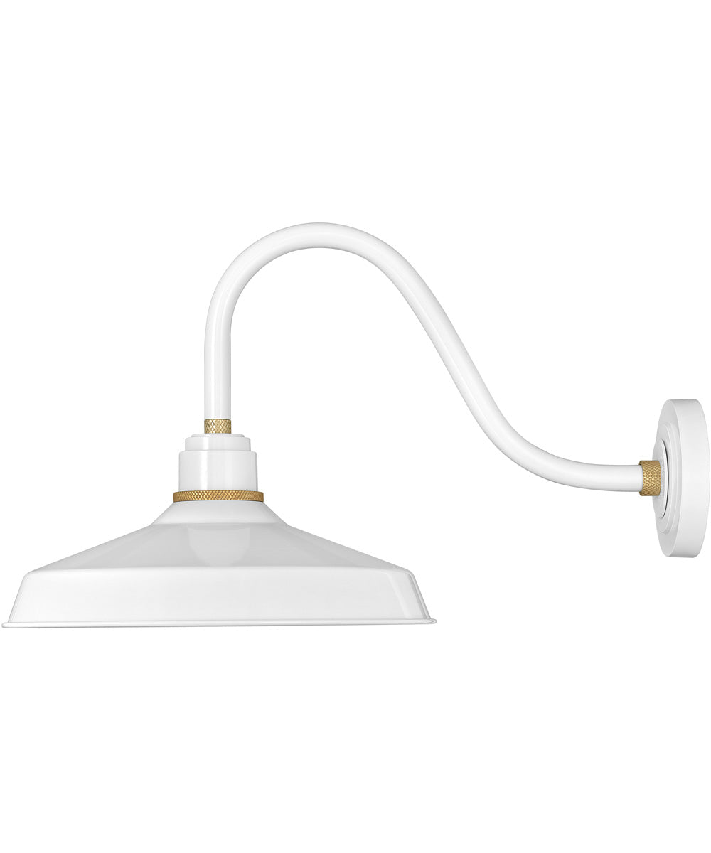 Gloss White Gooseneck Outdoor Barn Light - Medium Size, Single Bulb - Perfect for Porch, Garage, and Farmhouse Exterior Lighting