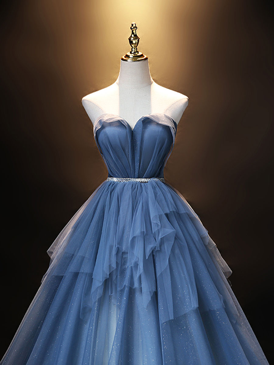 Elegant Royal Blue Sweetheart Neckline Tulle Long Prom Dress for Evening Gala & Formal Events | Perfect for Homecoming, Ball, and Special Occasions