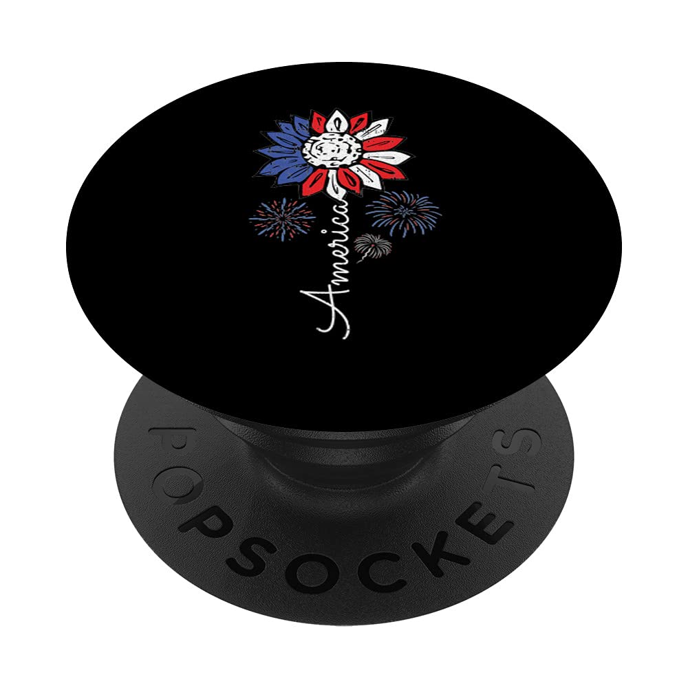 American Sunflower Patriotic PopSockets Swappable PopGrip for iPhone & Samsung - 4th of July Independence Day Phone Accessories - Perfect for Summer BBQs, Beach Days & Firework Celebrations