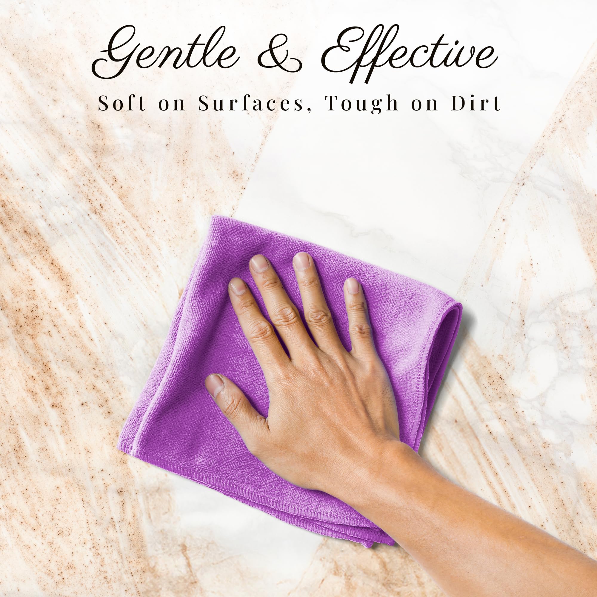 EcoSol Designs - 12x12 Inch Microfiber Cleaning Towels Set of 4 | Ultra Soft, Thick & Quick Dry | Perfect for Car Detailing, Kitchen Cleaning, Gym & Office Use | Dark Pink, Light Pink, Purple & Lavender