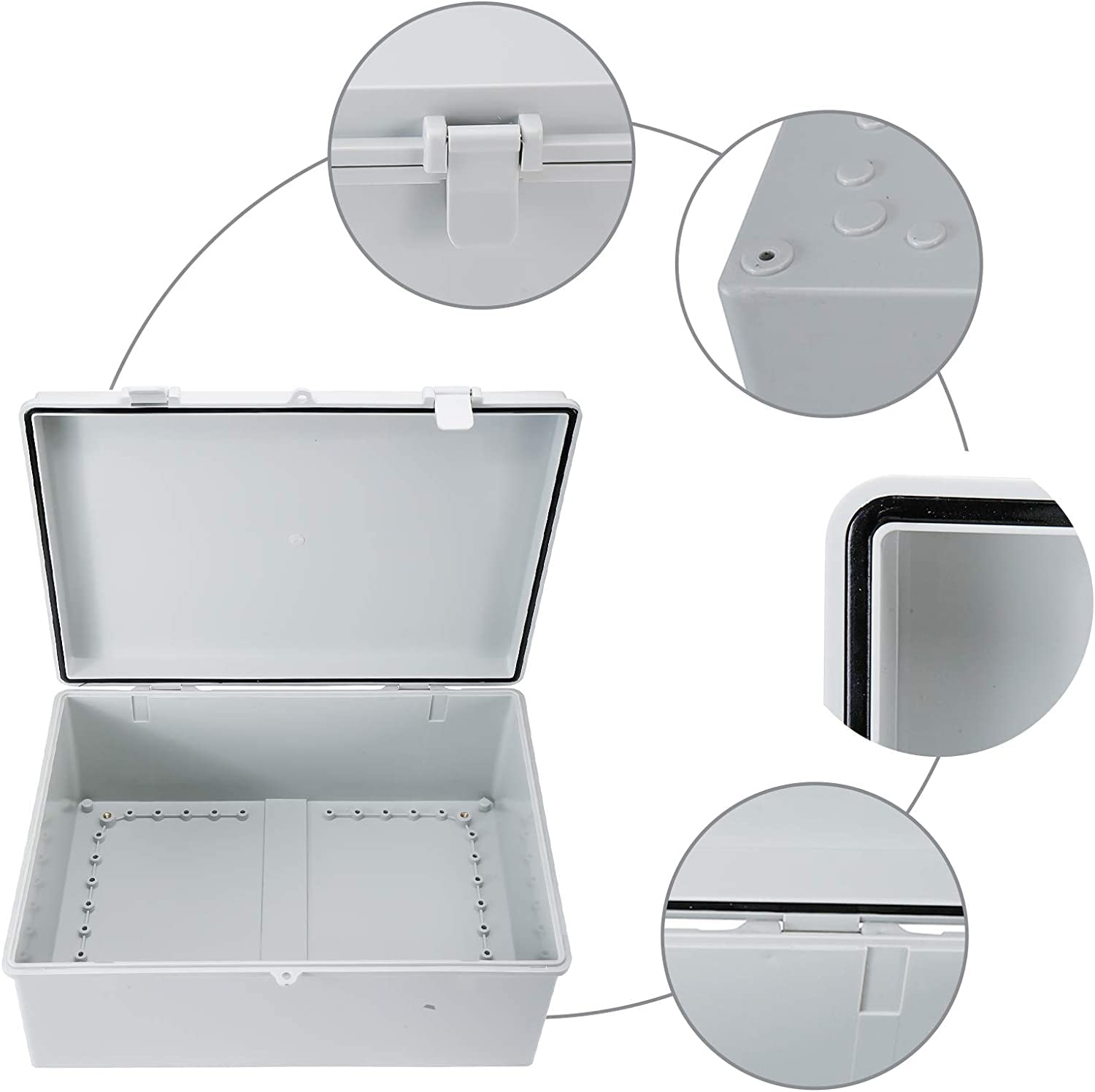 Tysun ABS Electrical Enclosure Box - IP65 Waterproof & Dustproof Junction Box with Lock, 15.4x11.4x6.3 inches, Gray - Ideal for Outdoor Electronics, Solar Panel Wiring & Industrial Equipment Protection