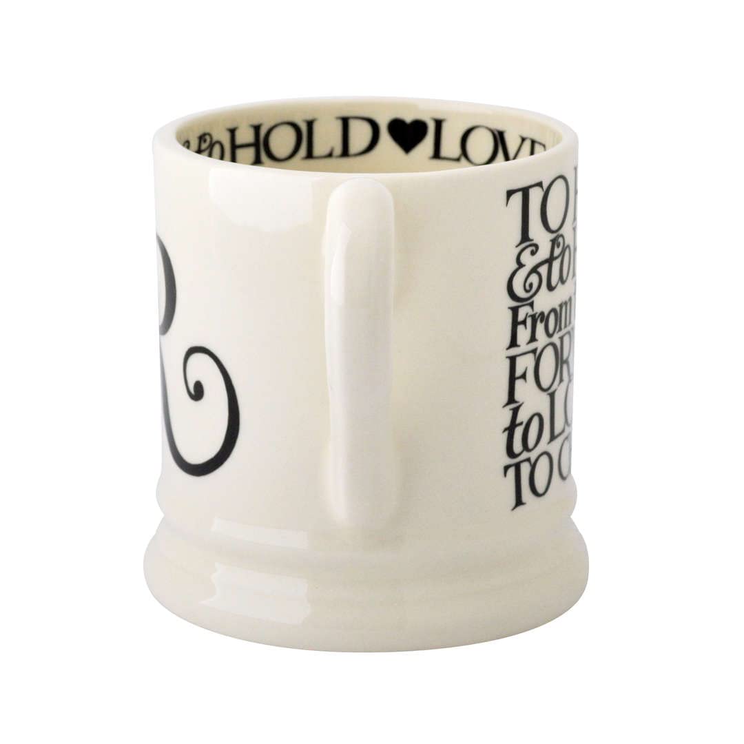 Emma Bridgewater Handmade Ceramic Black Toast Mr & Mrs Wedding Gift Set - Pair of 2 Half-Pint Coffee & Tea Mugs with Romantic Script - Perfect for Anniversaries, Bridal Showers & Couples Gifts