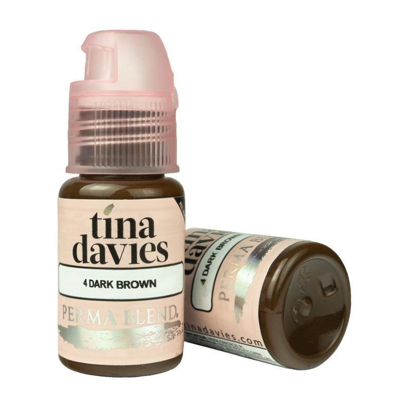 Perma Blend Tina Davies Professional Tattoo Ink - 4 Dark Brown Pigment for Permanent Makeup & Cosmetic Tattooing | Ideal for Eyebrows, Eyeliner & Lip Blush Tattoos