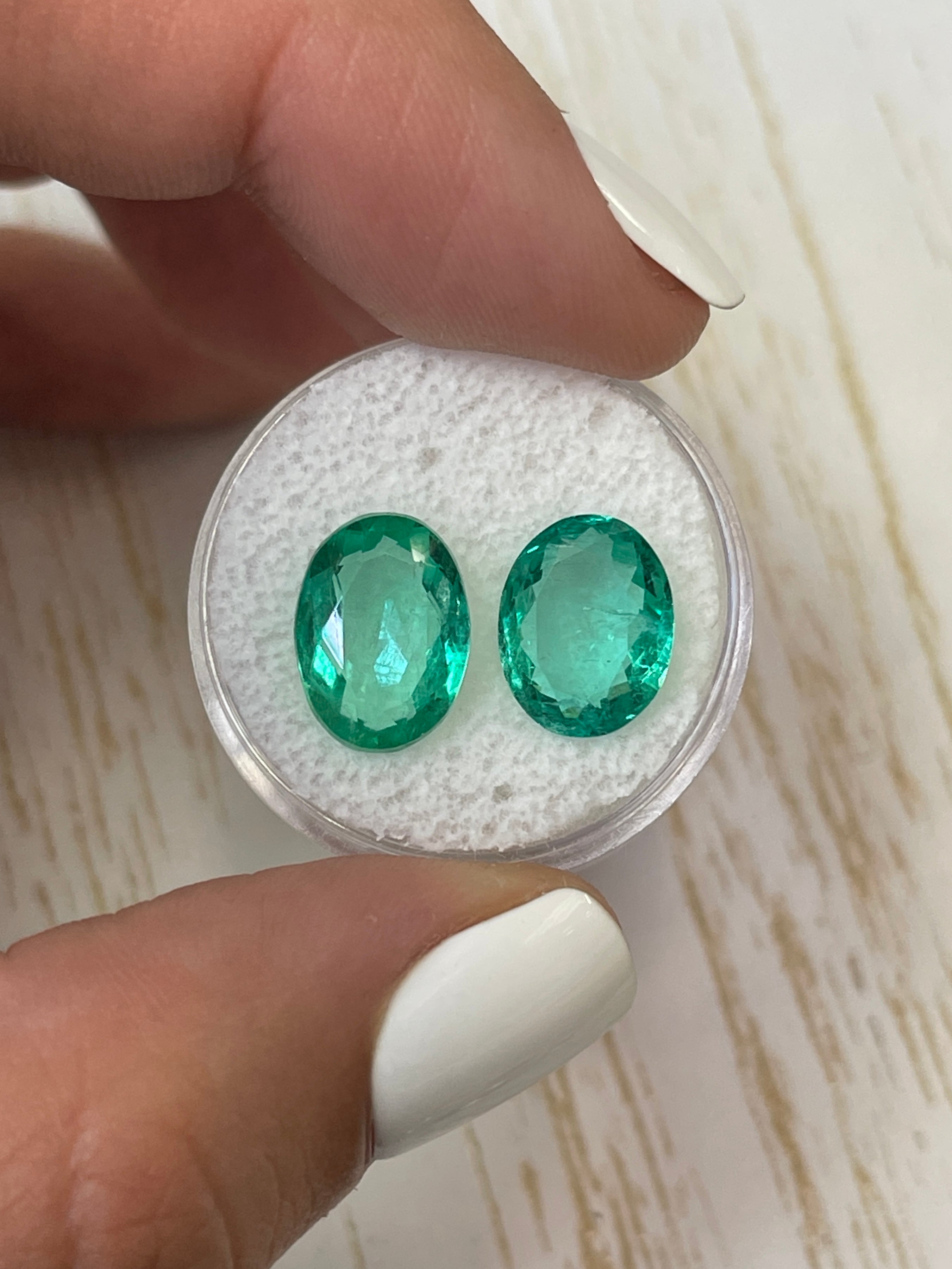 7.31tcw 12x9 Matching Loose Colombian Emeralds Oval Cut - Natural Green Gemstones for Jewelry Making, Engagement Rings & Luxury Gifts
