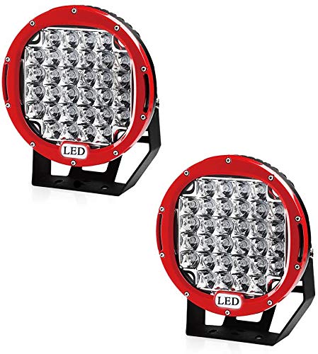 2PCS 225W 9 Inch LED Work Light Bar - Spot Beam Off Road Lights 12V/24V Waterproof Fog Driving Lights for Truck, Boat, Car, 4x4, ATV, UTV, SUV, 4WD (Red) - Perfect for Night Off-Roading, Camping & Emergency Lighting