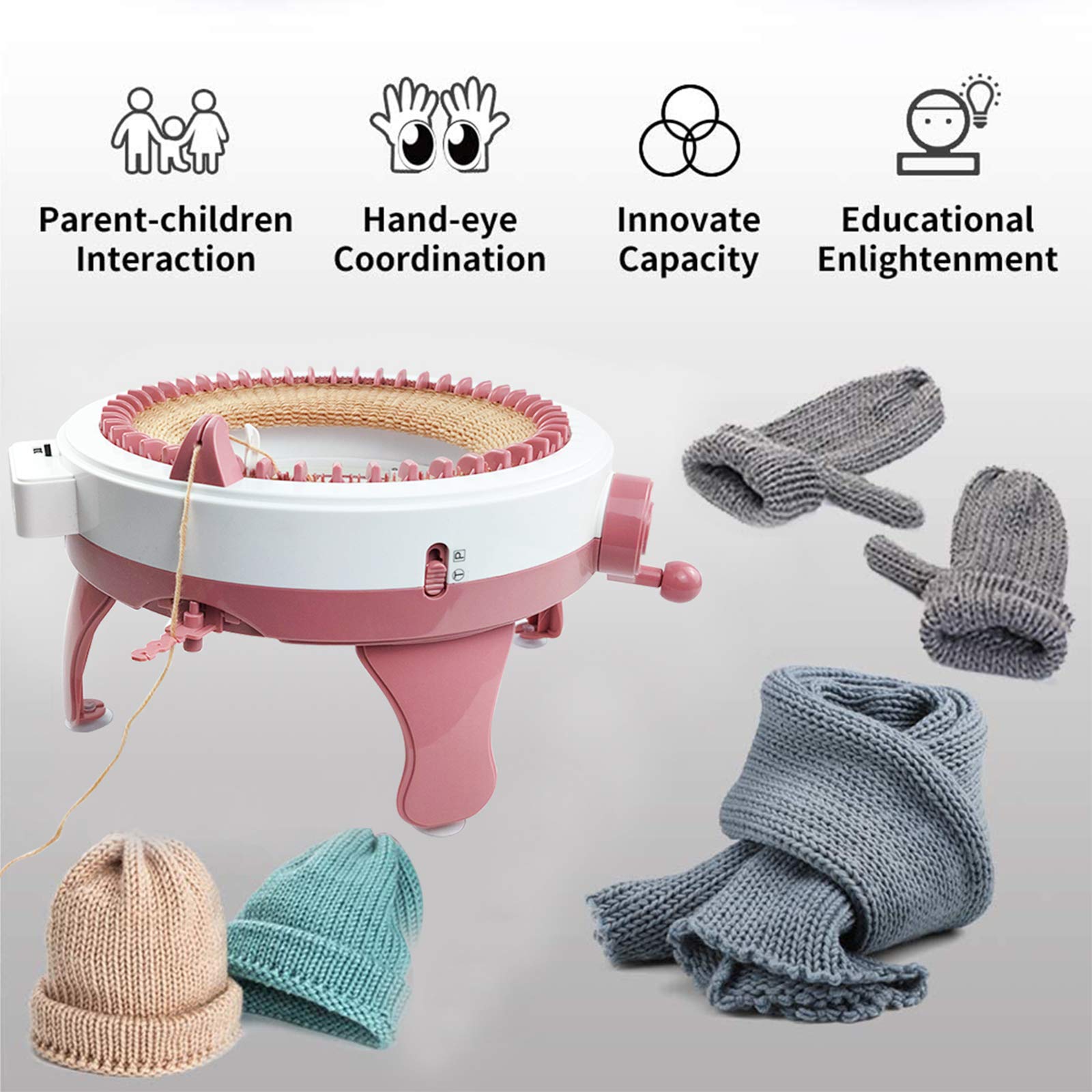 48-Pin Large Hand-Knitted Knitting Set - Rotary Double Knitting Machine & Weaving Loom for Adults and Kids - Perfect for DIY Crafts, Home Decor, and Handmade Gifts