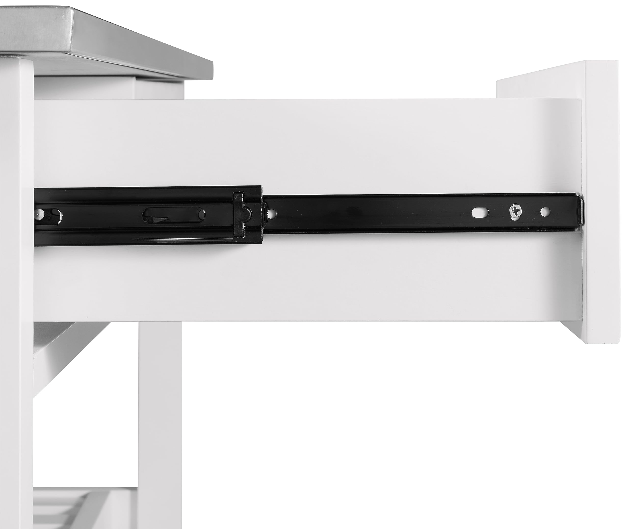Crosley Chloe Stainless Steel Top Rolling Kitchen Island Cart with Storage - White | Microwave Stand, Wine Rack & Mobile Workstation for Small Kitchens, Apartments & Dining Areas