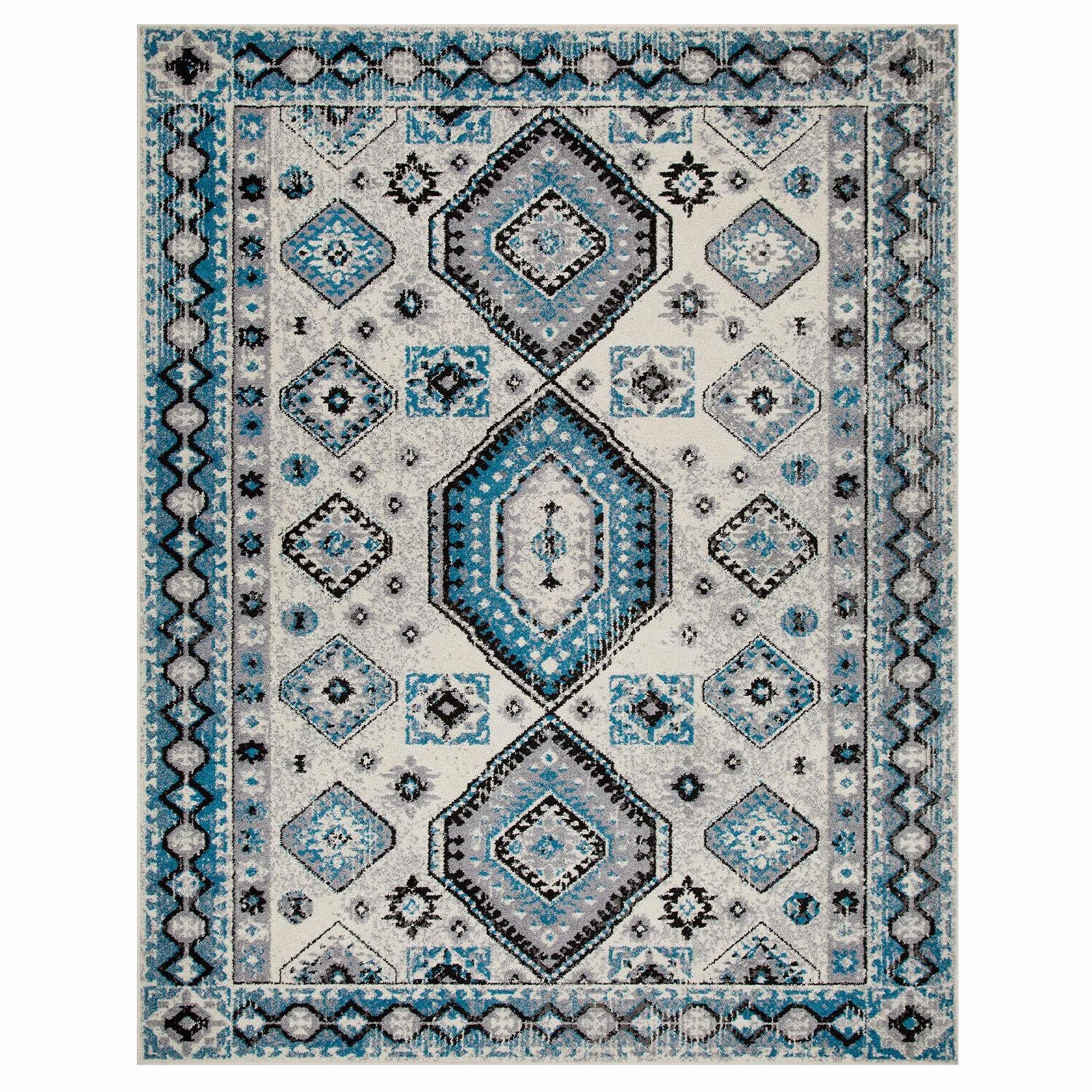 Taimak Geometric Rustic Indoor Area Rug - Non-Slip Boho Runner Carpet for Living Room, Bedroom, Hallway - Soft & Durable Home Decor