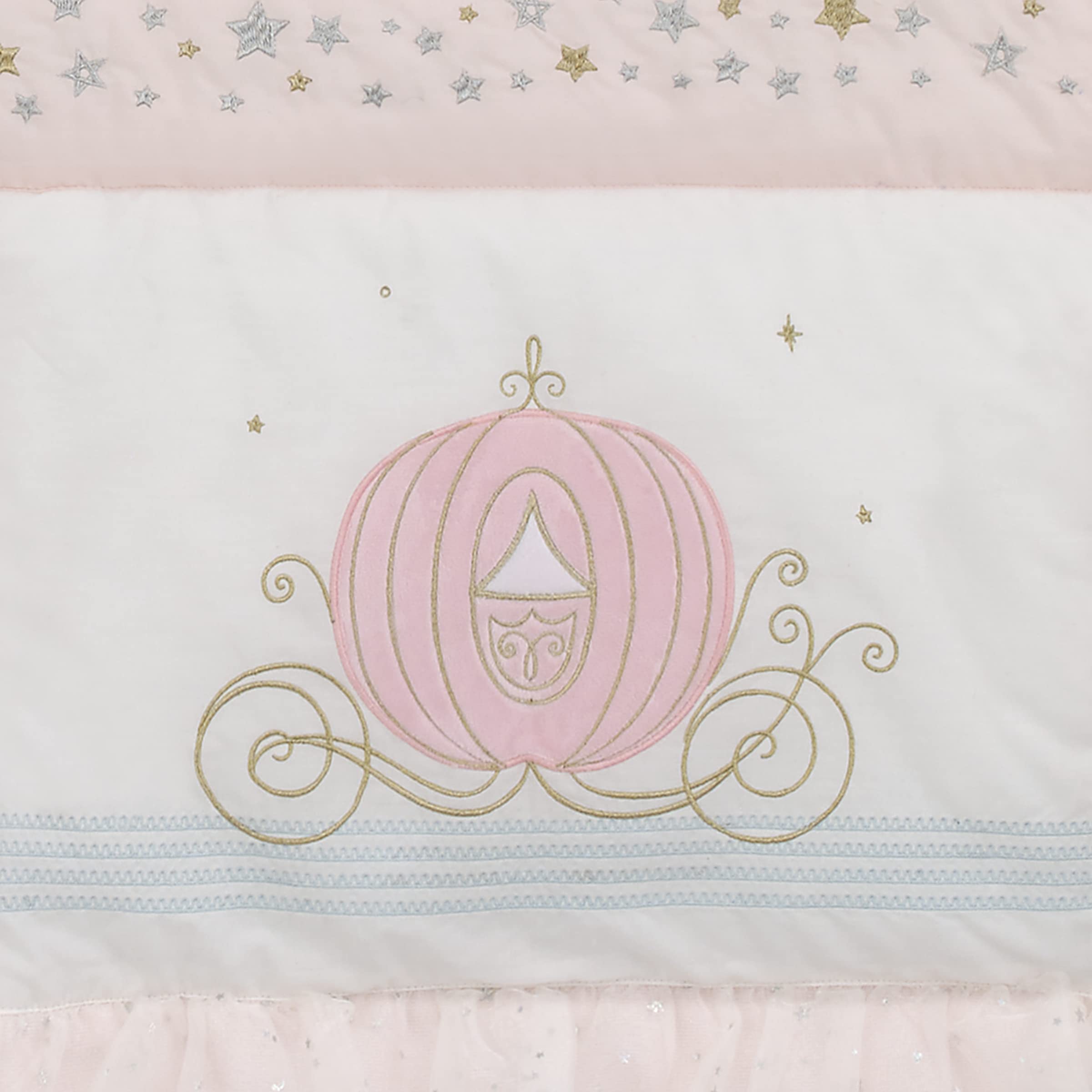 Disney Princess Enchanting Dreams Pink & White 3-Piece Crib Bedding Set - 100% Cotton Baby Nursery Comforter, Fitted Sheet & Skirt | Soft & Safe for Newborns, Perfect for Girls' Nursery Decor & Baby Shower Gifts