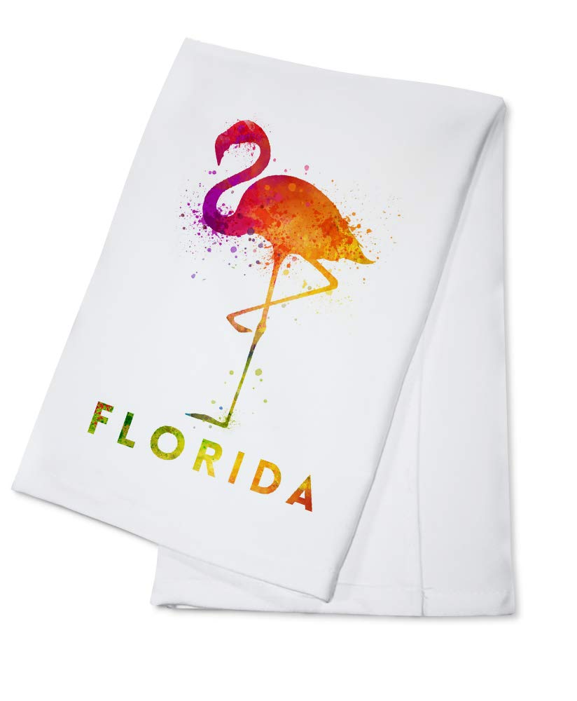 Florida Flamingo Watercolor Tea Towel - 100% Cotton Decorative Hand Towel for Kitchen & Home - Perfect for Dish Drying, Gift Giving & Coastal Decor
