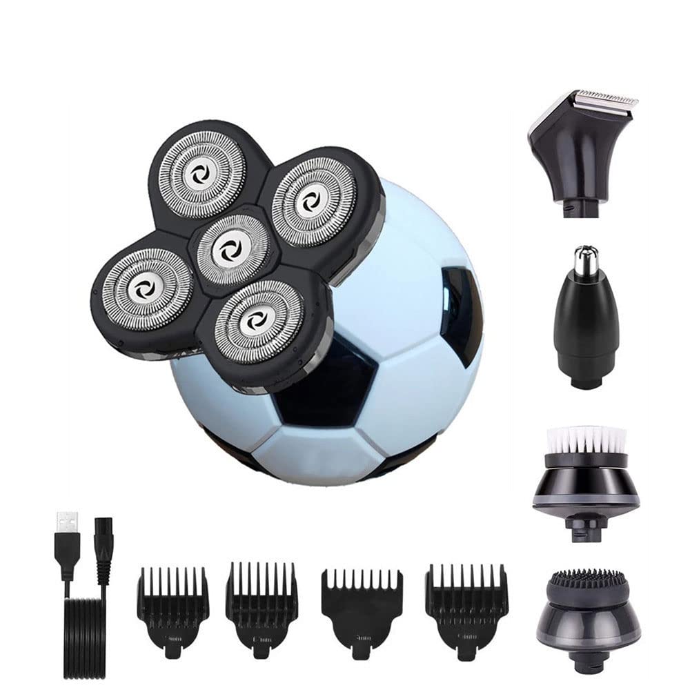 5-in-1 Electric Head Shaver for Bald Men - Cordless Rotary Shaver & Hair Clipper Kit for Smooth Head Shaving | Perfect for Travel, Gym & Daily Grooming