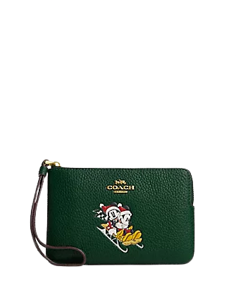 Coach Disney X Coach Corner Zip Wristlet with Sled Motif - Stylish Crossbody Bag for Women, Perfect for Parties, Travel & Everyday Use