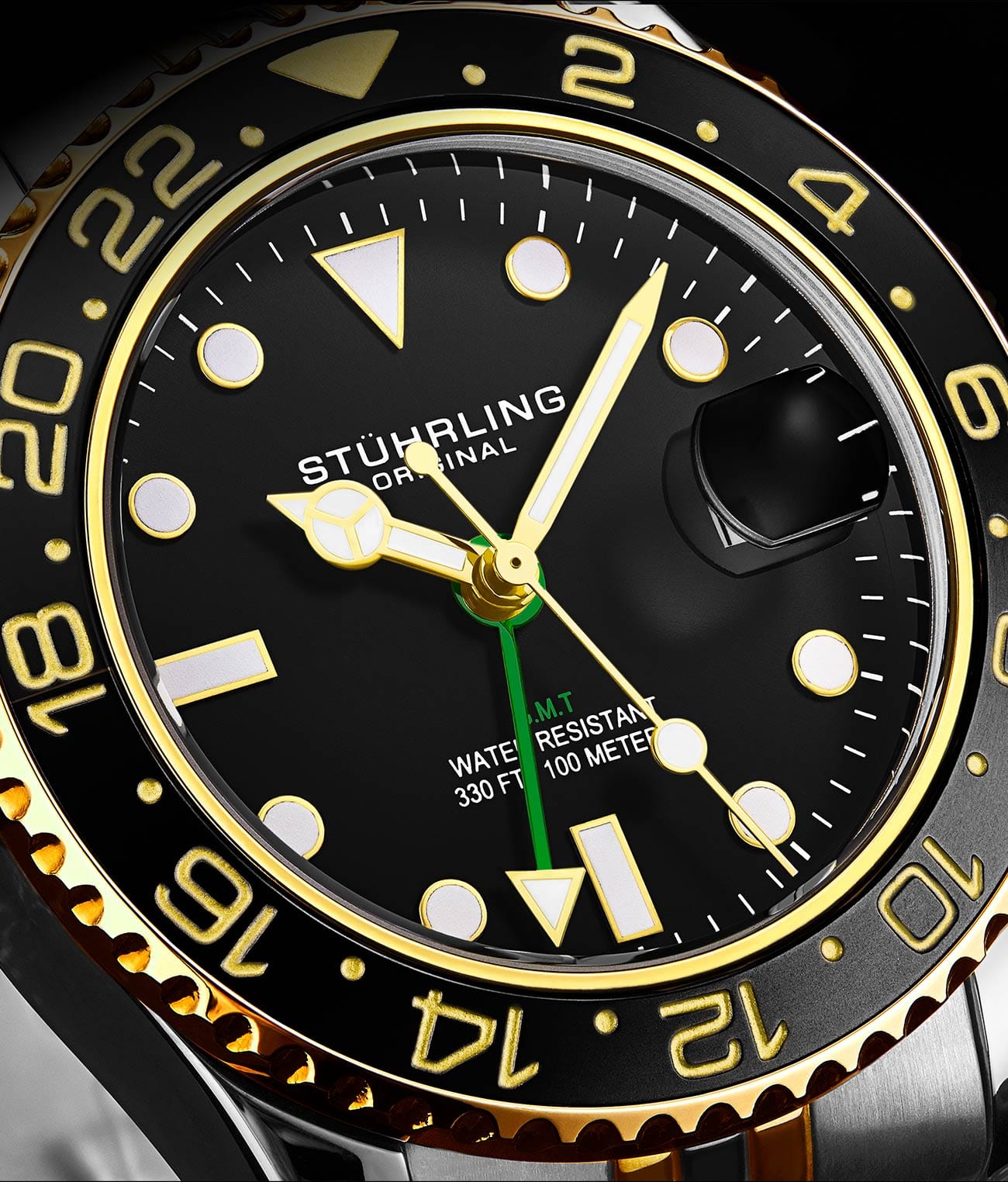 Meridian 3968L GMT Quartz 42mm Diver Watch - Waterproof Stainless Steel Sports Watch for Men - Perfect for Scuba Diving, Travel & Everyday Wear