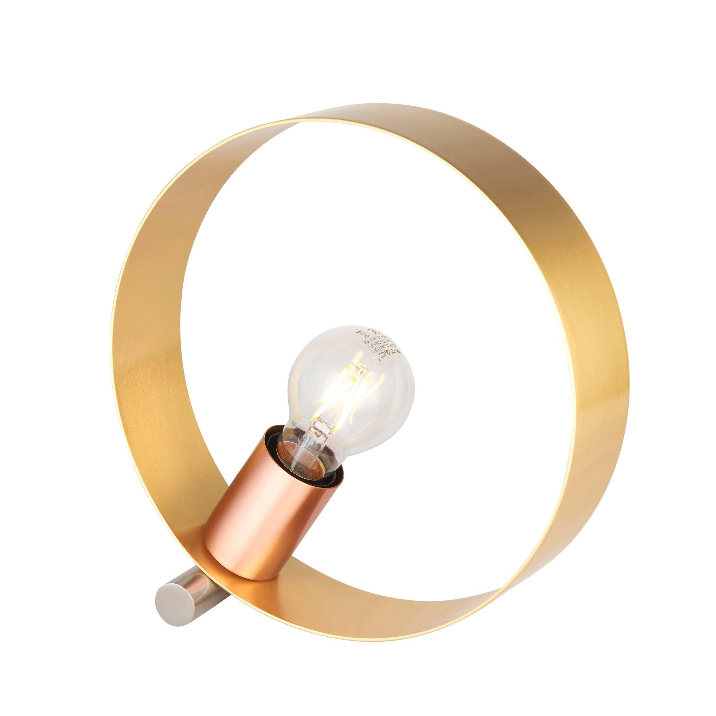 Endon Hoop 1 Light Brass Finish Table Lamp - Modern Desk Lamp for Bedroom, Living Room & Office - Perfect for Reading, Working & Home Decor