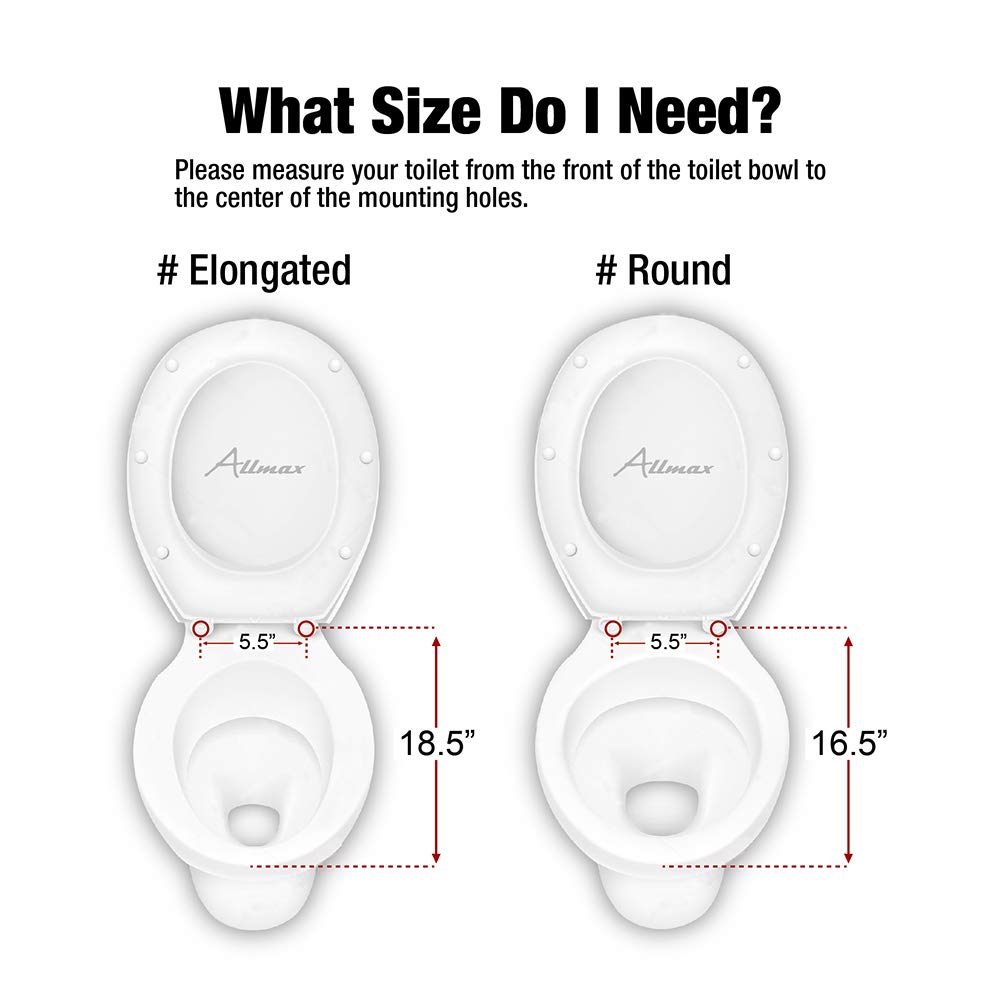 Allmax AX016-S Round Slow-Close Toilet Seat - White Plastic, Easy Installation & Cleaning, Quiet-Close Hinges | Perfect for Bathrooms, Homes & Apartments