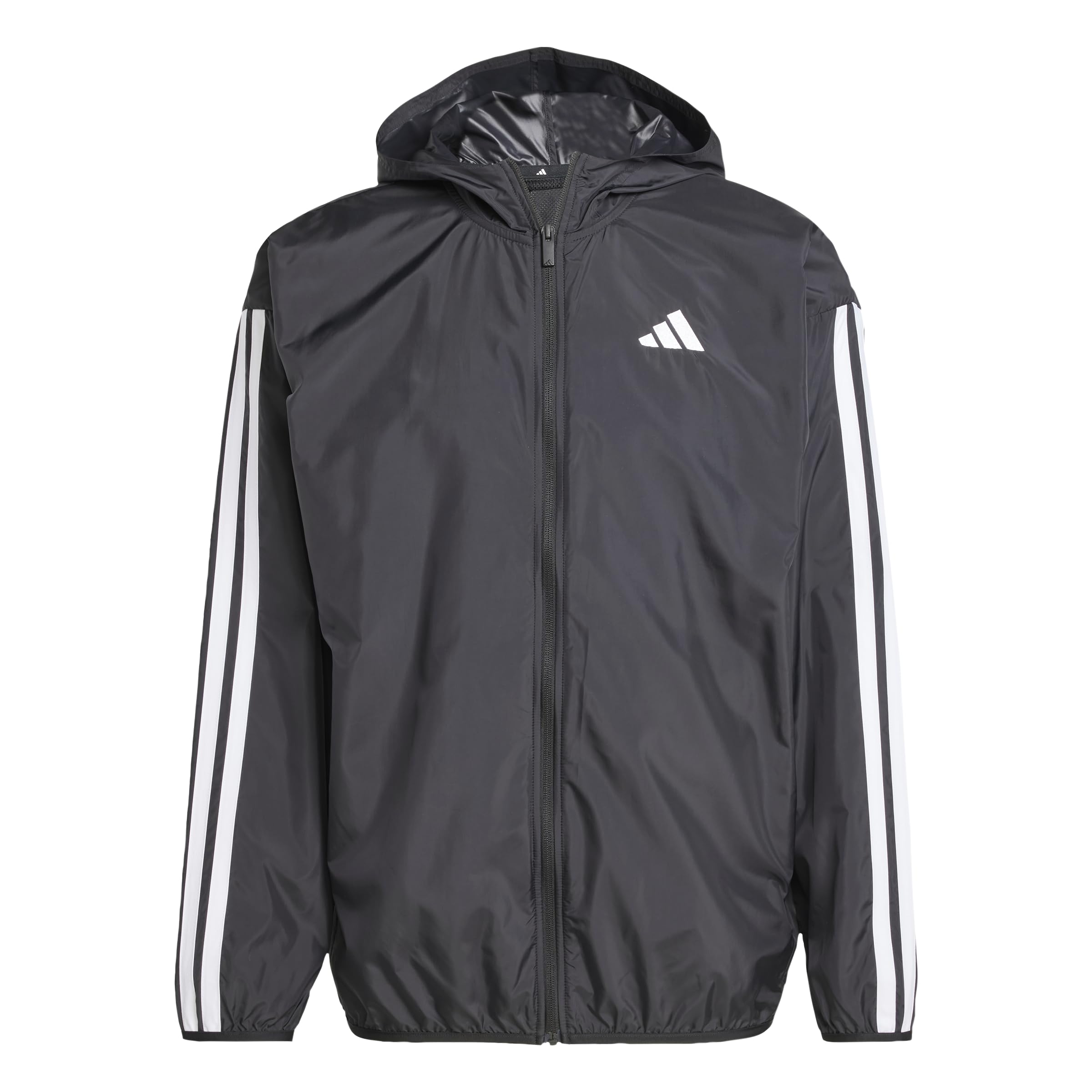 Adidas Men's Essentials 3-Stripes Lightweight Windbreaker Jacket - Water-Resistant Running & Outdoor Sports Hoodie for Jogging, Hiking, and Casual Wear