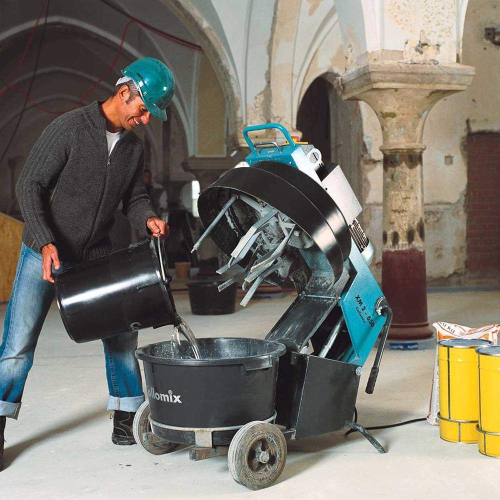 COLLOMIX XM 2 650 Heavy Duty 14-Gallon Forced-Action Mixer with 2-Speed Control & Timer - Professional Construction Material Mixer for Concrete, Mortar, Plaster - Perfect for Job Sites and DIY Projects