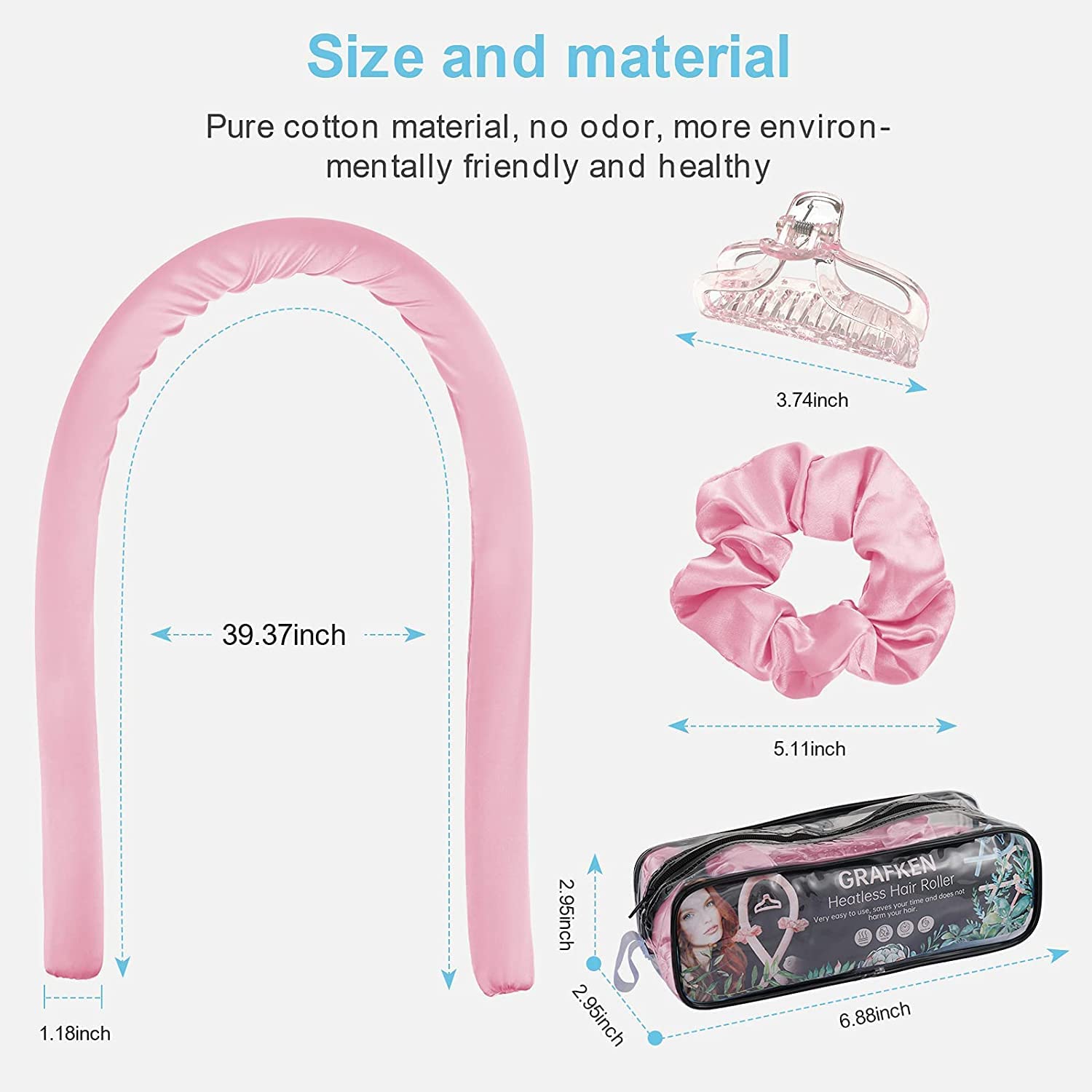 Zuddha Heatless Hair Curler Rollers for Long Hair - No Heat Curling Headband with Ribbon for Soft Natural Curls, Pink | Perfect for Overnight Styling, Travel & Damage-Free Hair Care