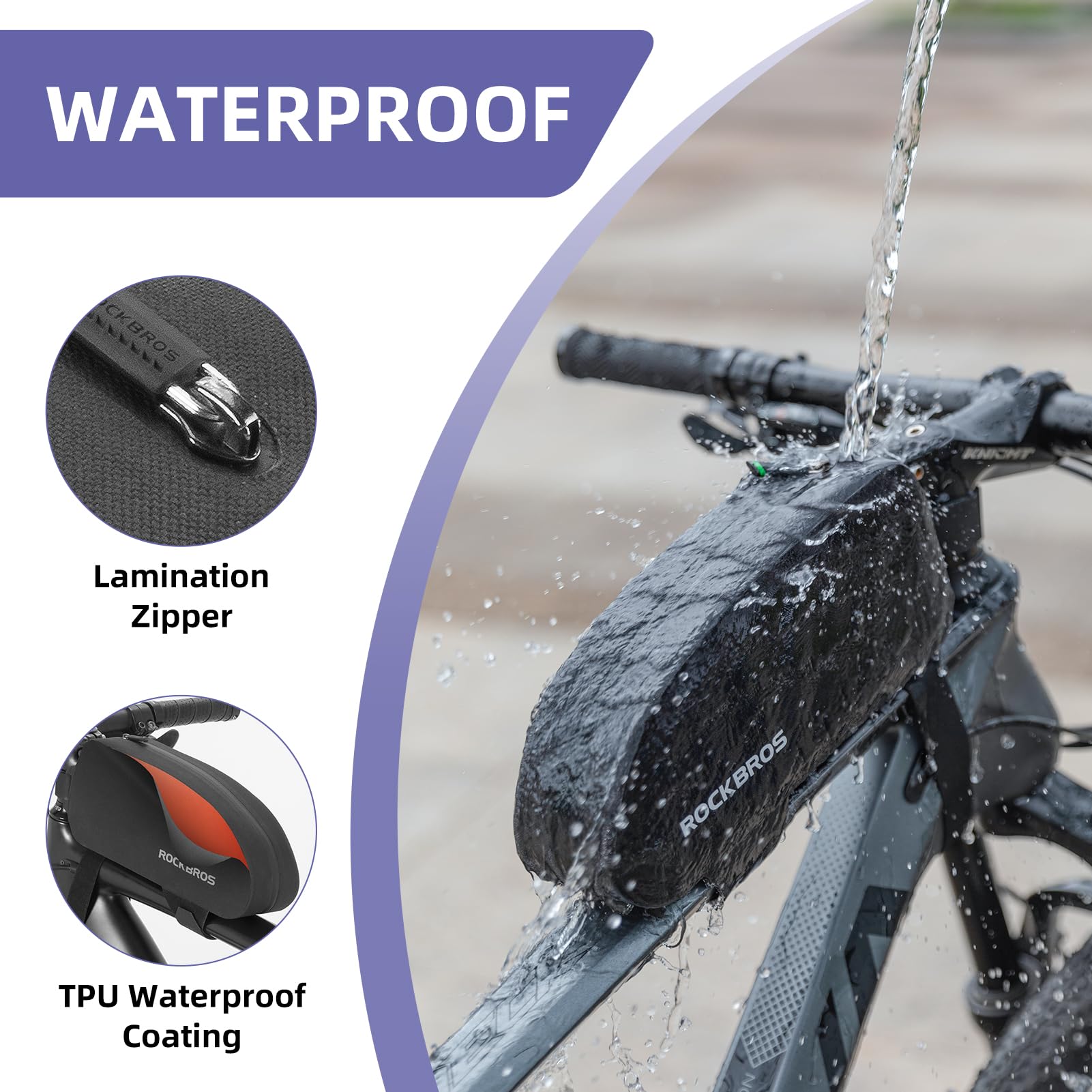 **ROCKBROS Waterproof Bike Top Tube Bag - Large Upgrade Bicycle Front Frame Pouch for Phone & Essentials - Mountain & Road Cycling Accessories | Perfect for Commuting, Hiking & Outdoor Adventures**