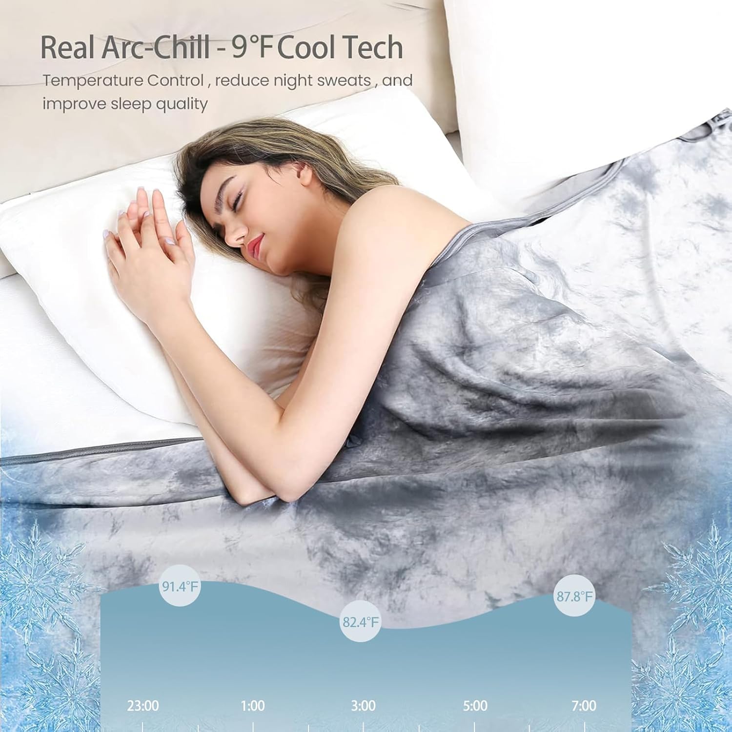 Elegear Cooling Blanket - Double Sided Tie Dye Gray Blanket with Q Max >0.5 for Hot Sleepers - Perfect for Summer Nights, Bedroom Decor & Cozy Movie Nights