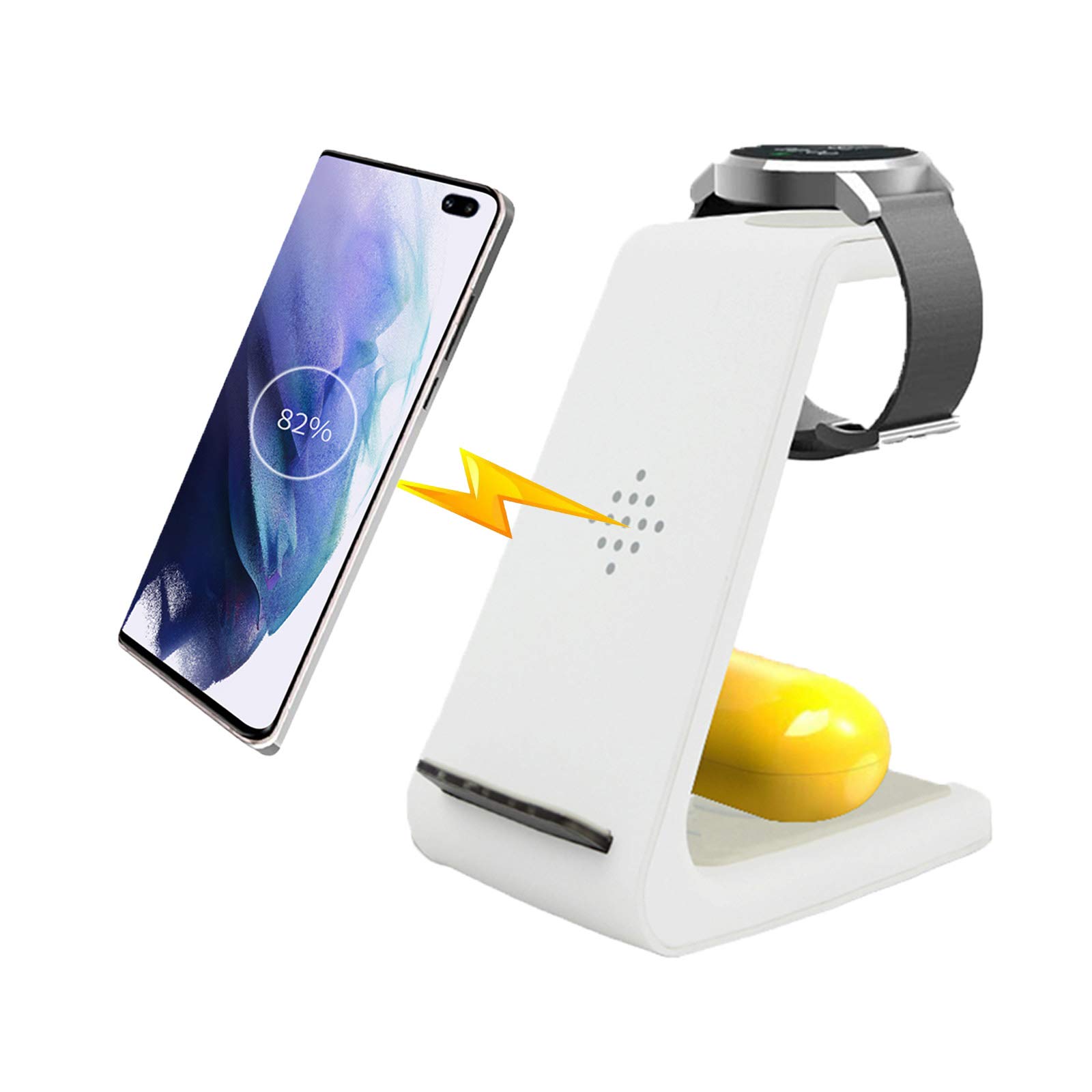 3-in-1 Wireless Charger for Samsung Galaxy S21/S20/S10/Note 20/10/9/8, Galaxy Watch 3 & Buds - Fast Charging Station for Home, Office & Travel (Not Compatible with Galaxy Watch 4)