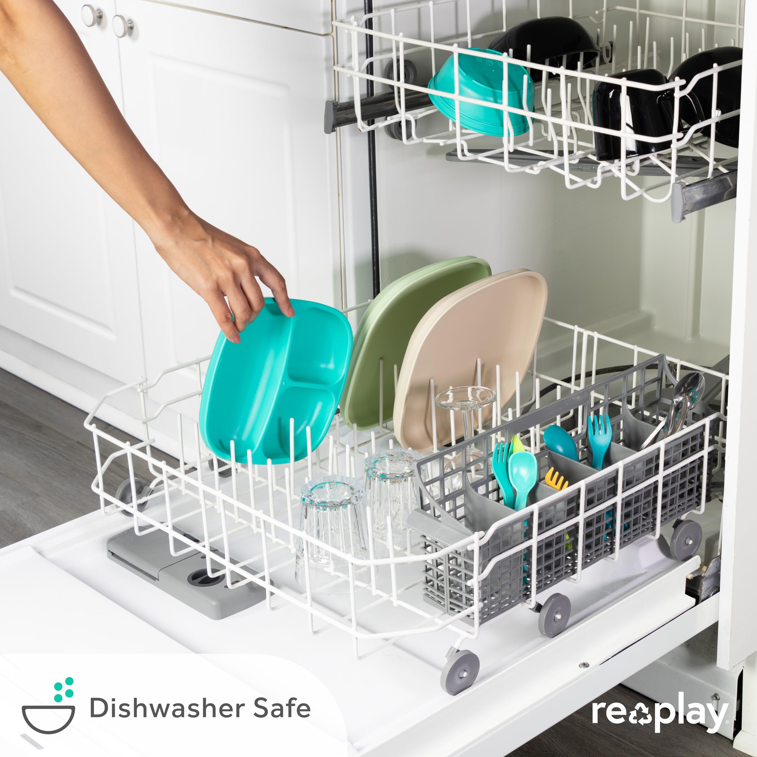 Reusable 3-Compartment Divided Plates for Kids - Set of 3 with Lids | Made in USA | BPA-Free, Dishwasher & Microwave Safe | 7.37