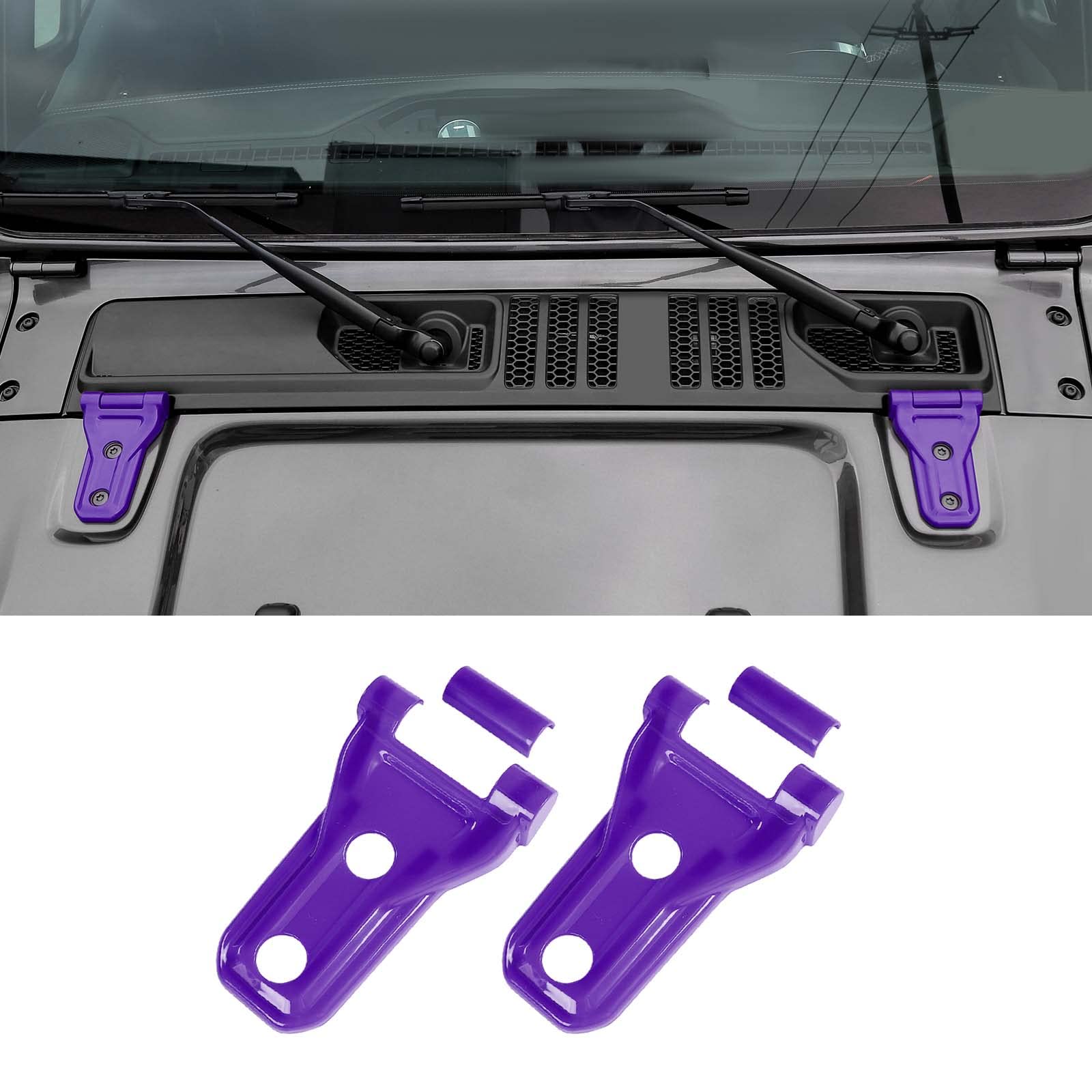JeCar Hood Hinge Trim Covers - Exterior Accessories for Jeep Wrangler 2018-2023 JL/JLU & Gladiator JT - Purple - Upgrade Your Jeep's Style for Off-Road Adventures & Daily Driving
