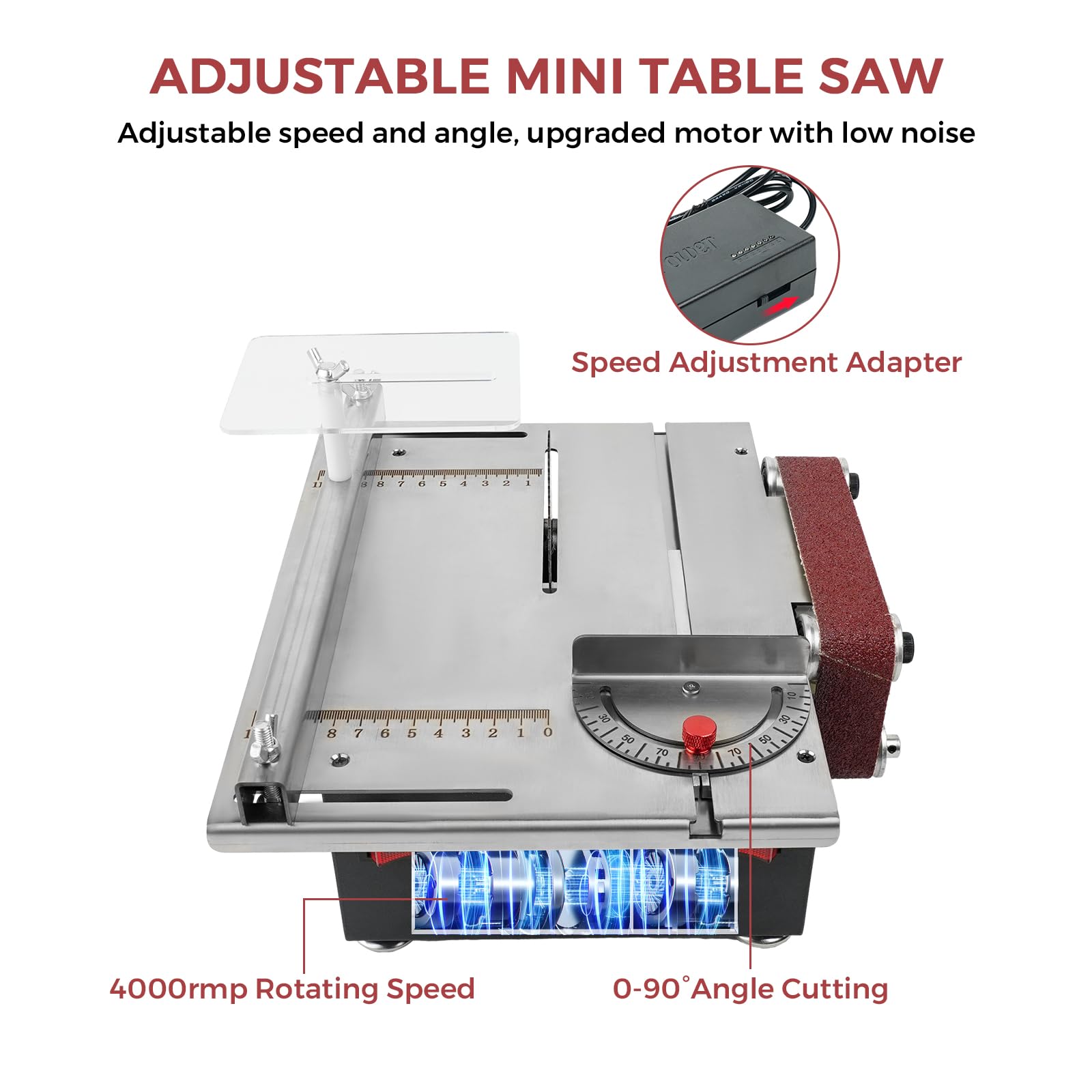 Twotrees Mini Table Saw & Belt Sander Combo - 300W Dual Motor with 10 Sanding Belts (1.2x16.5in) for Metal, Wood, Aluminum Cutting & Polishing | Perfect for DIY Projects, Woodworking & Metal Crafting