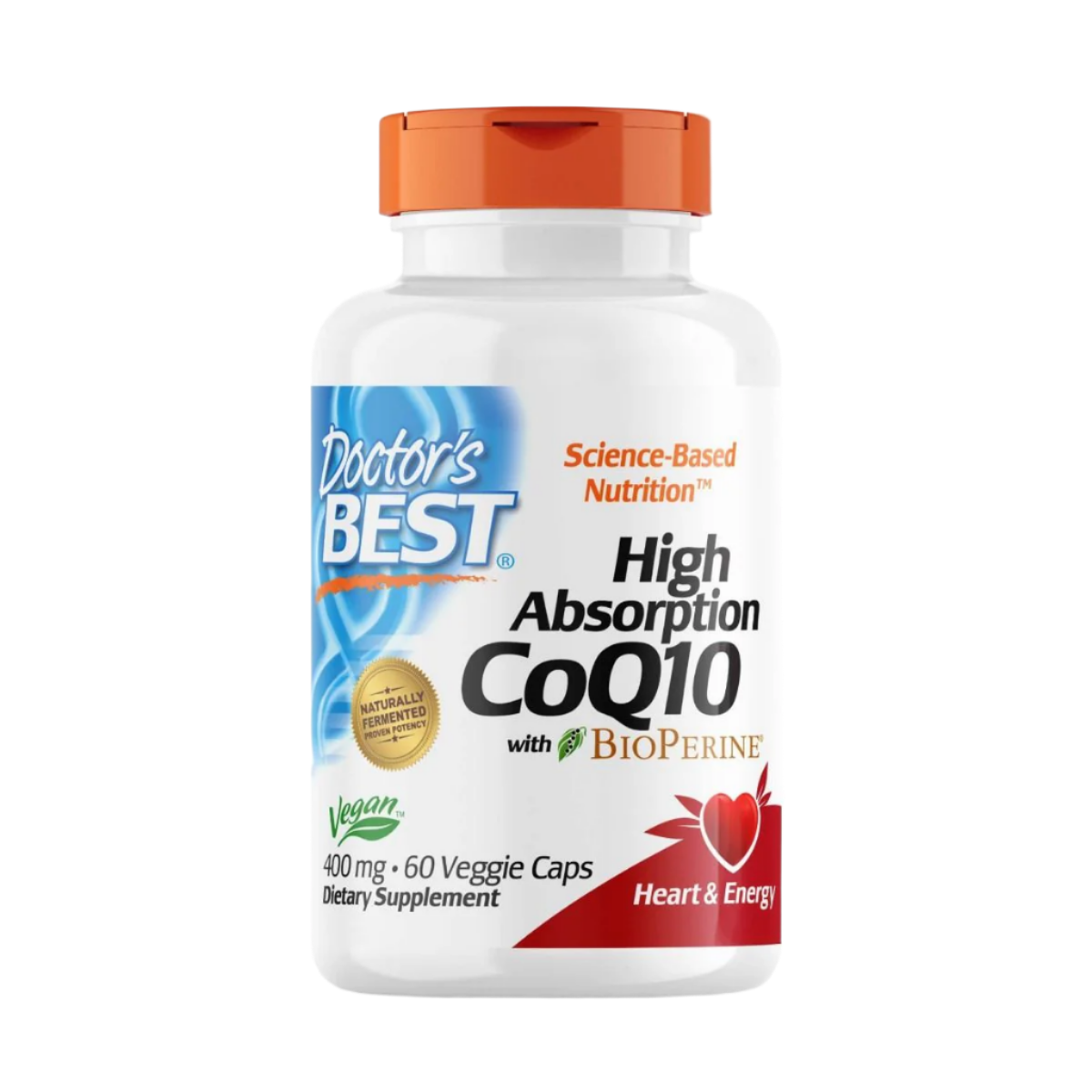 Doctor's Best High Absorption CoQ10 400mg with BioPerine - 60 Vegetarian Capsules for Heart Health, Energy Support & Antioxidant Protection - Perfect for Adults Seeking Cardiovascular Wellness