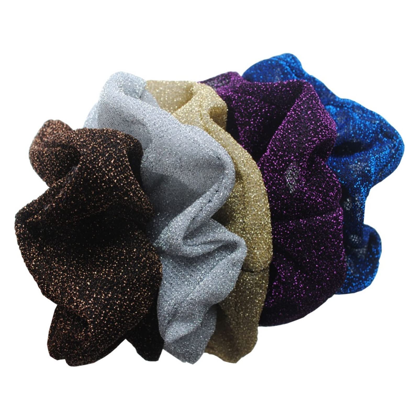 LXRZLS Large Glitter Hair Scrunchies for Women - Silver Elastic Hair Bands, Thick Hair Ties for Ponytails, Buns & Dance - Soft No-Slip Hair Accessories for Everyday, Workouts & Special Occasions