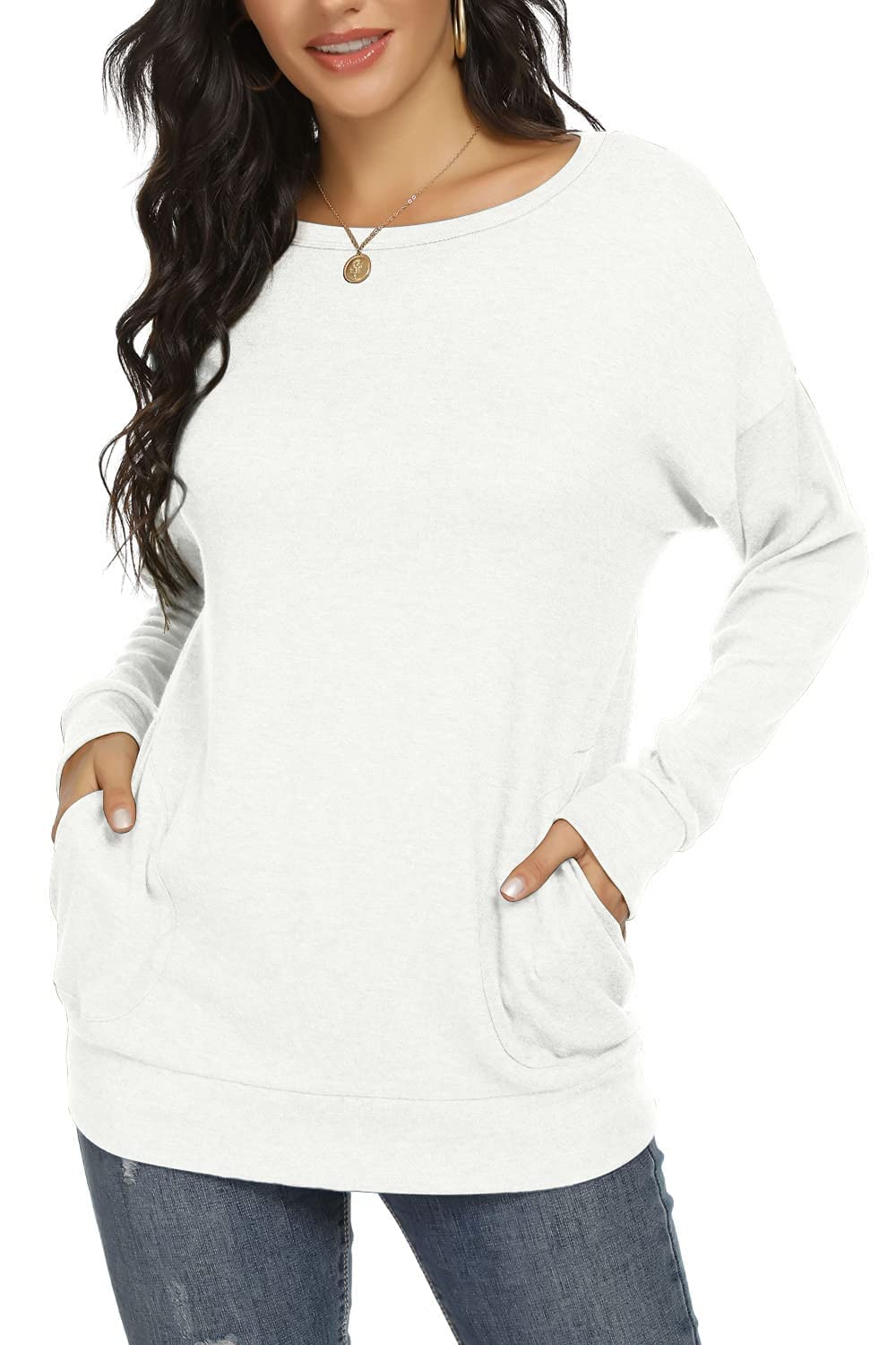 Women's Long Sleeve Casual Tops - Elegant Tunic Blouse with Pockets for Work, Office & Everyday Wear | Fashionable & Comfortable Women's Shirt
