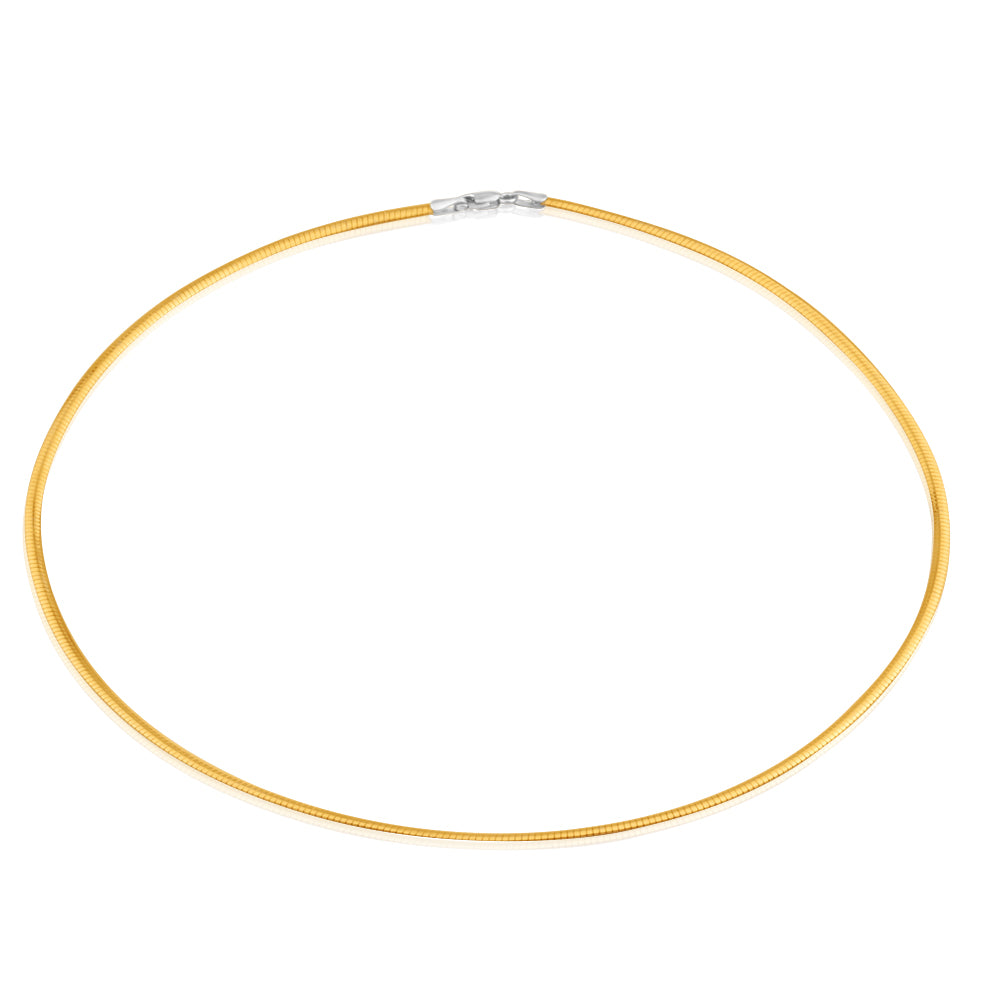 9ct Yellow Gold & White Gold Silver Filled Reversible Omega Chain Necklace - Perfect for Layering, Gift Giving & Everyday Wear