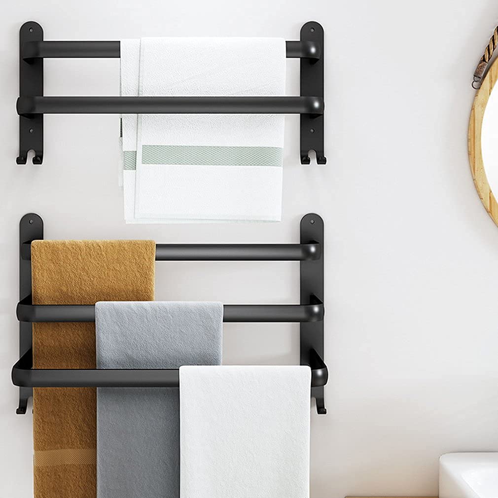 Non-Slip Wall Mounted Towel Rack with Double Hooks - 30Cm Bathroom Organizer for Slippers, Towels & Clothes | Space Saving Storage Solution for Small Bathrooms, Laundry Rooms & Entryways