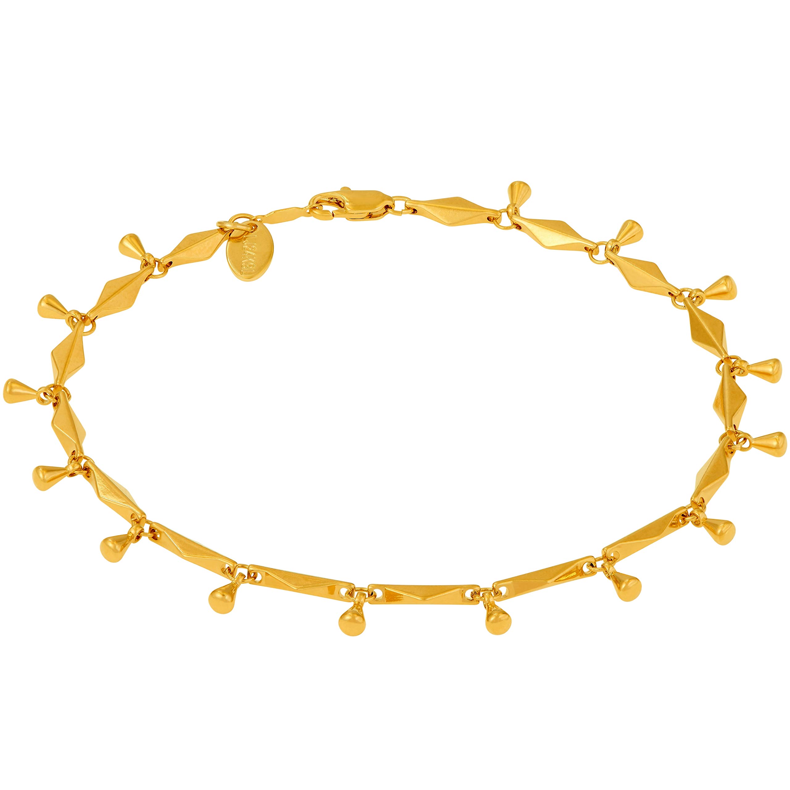 LIFETIME JEWELRY 24K Gold Plated Teardrop Ankle Bracelet for Women - Elegant Foot Jewelry for Beach, Wedding & Everyday Wear