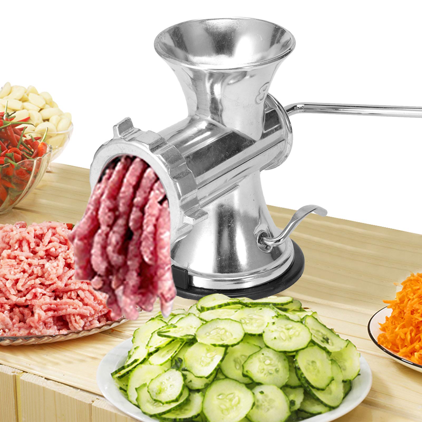 Manual Meat Grinder - Hand Crank Mincer & Sausage Stuffer | Heavy Duty Meat Processor for Ground Beef, Sausage Making & Food Prep | Perfect for Home Kitchens, Camping & Outdoor Cooking