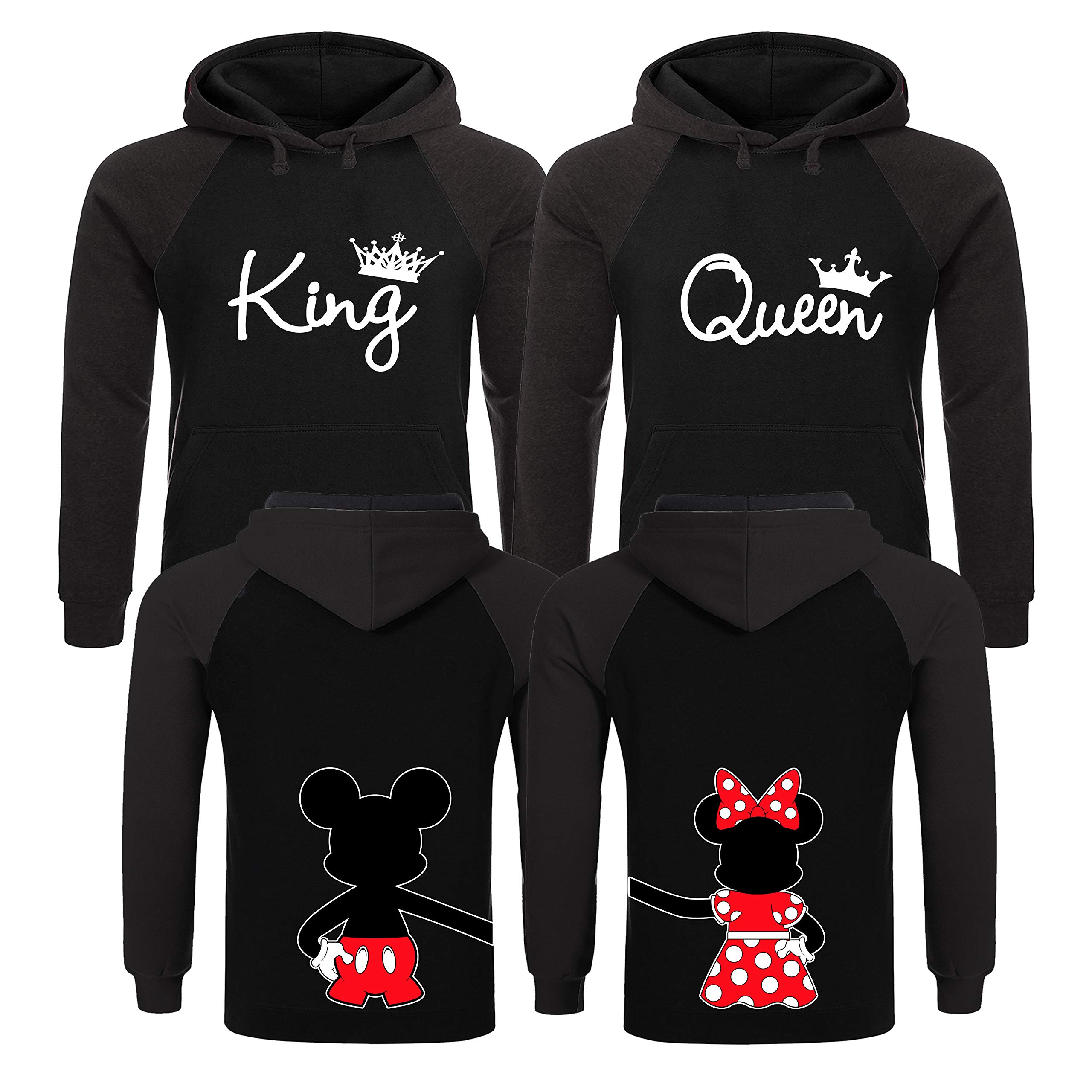 **King and Queen Matching Hoodies for Couples - Christmas Couples Sweaters - Warm & Cozy Winter Outfits for Date Nights & Holiday Photos**