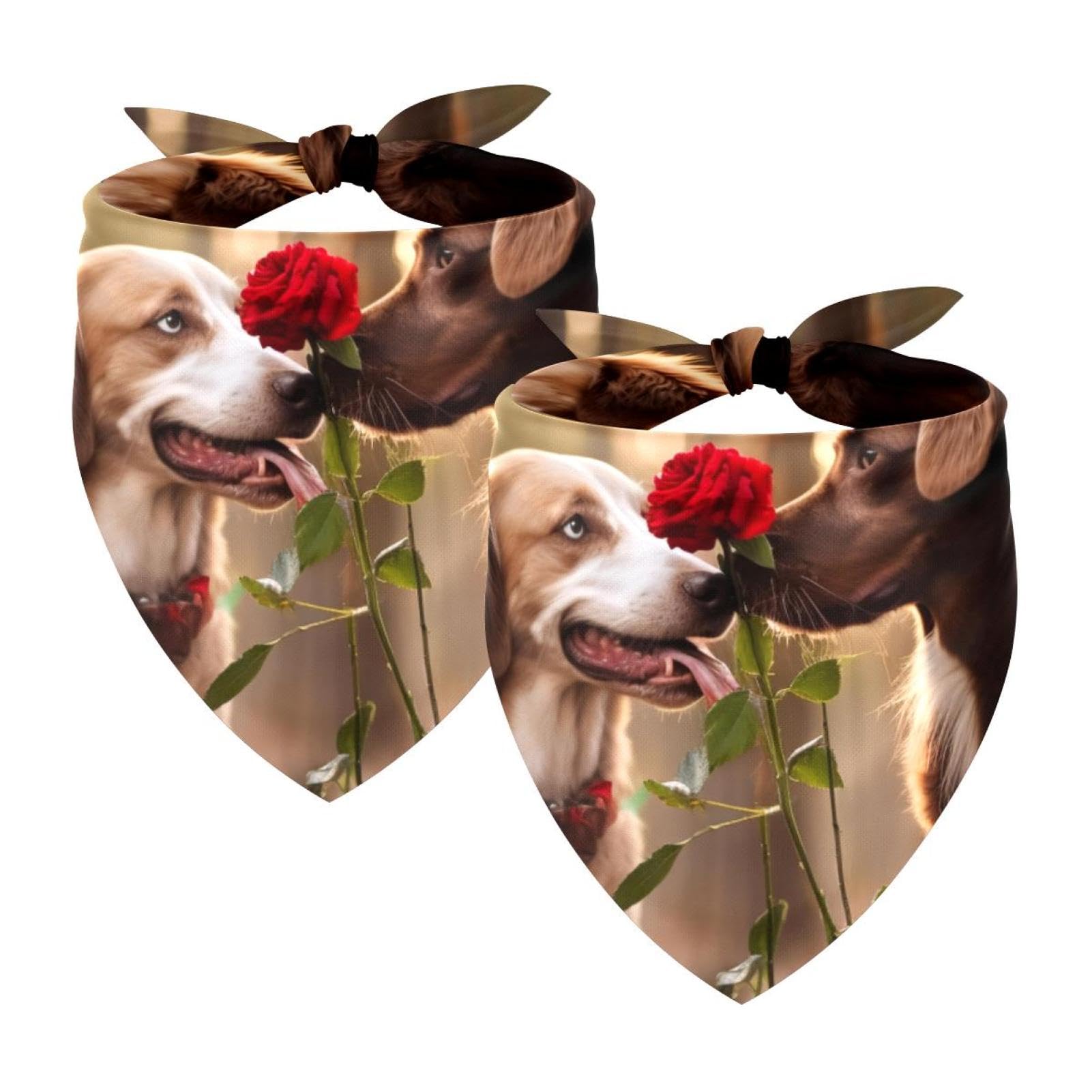 Stylish Dog Bandanas for Small, Medium & Large Pets - 2-Piece Floral Pet Scarf Set for Dogs & Cats | Perfect for Outdoor Adventures, Pet Photos & Special Occasions
