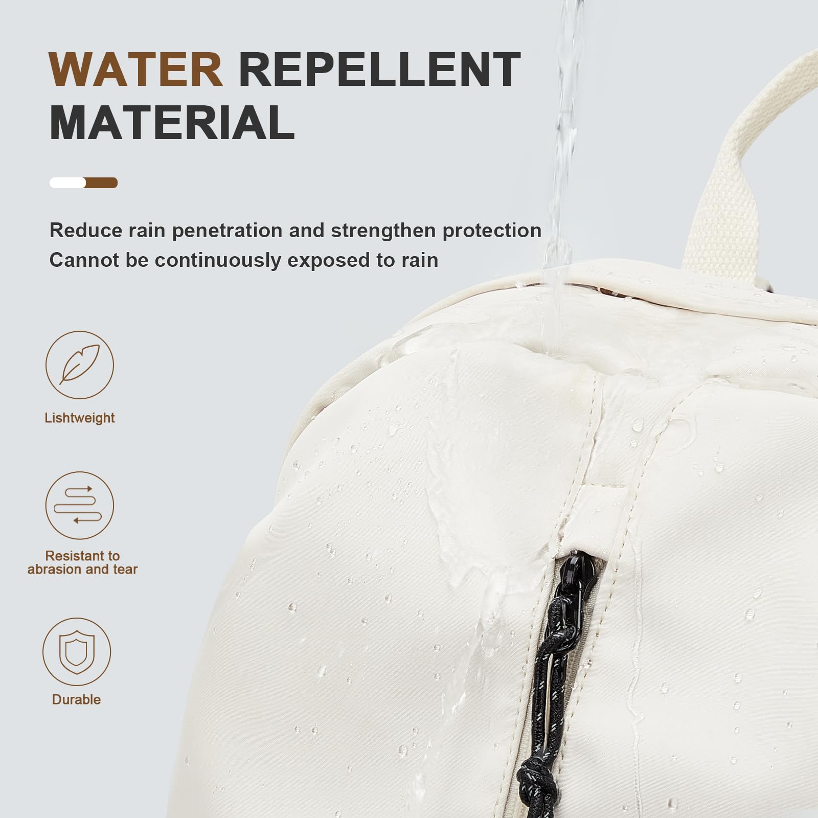 Weradar Stylish Waterproof College Backpack for Women & Men - Fashionable Student Bookbag with Laptop Compartment | Perfect for High School, University, Travel & Daily Commute (Beige)