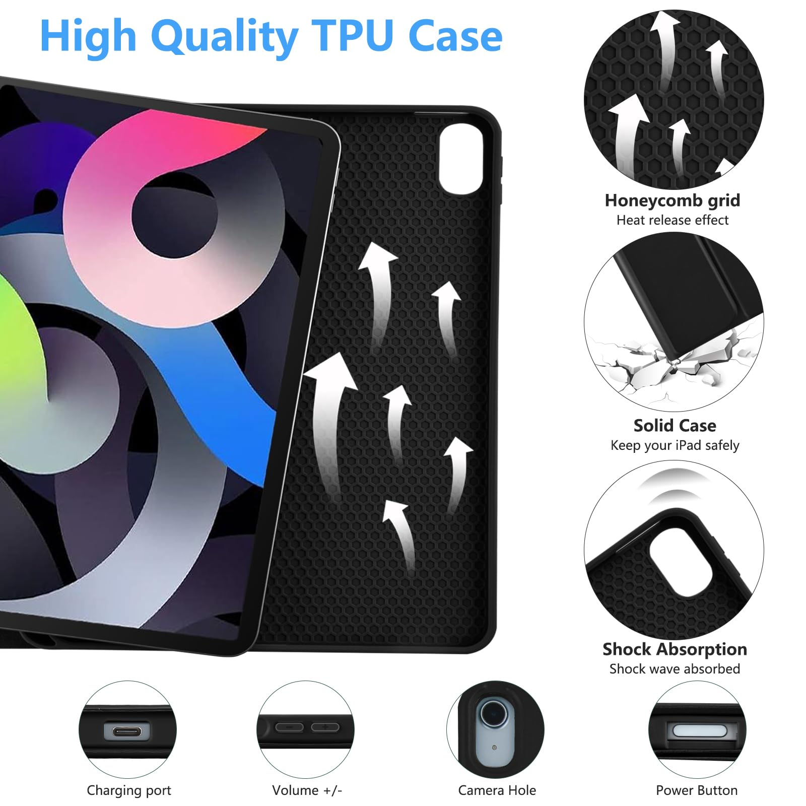 TaIYanG iPad Air 11-inch M2/M3 Keyboard Case (2024/2025) - Compatible with iPad Air 5th/4th Gen 10.9-inch - Wireless Bluetooth Keyboard with Apple Pencil Holder - Perfect for Work, Study & Travel