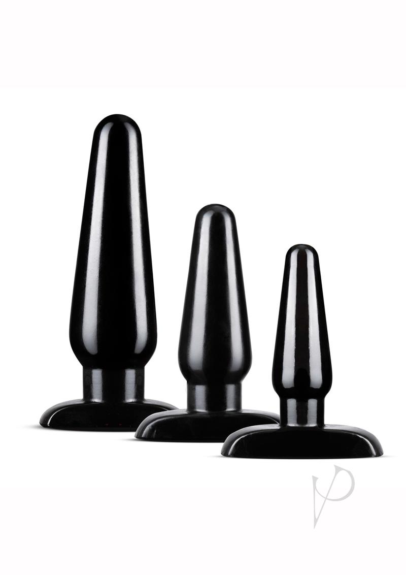 Anal Adventures Basic Butt Plug Kit - 3 Sizes (Small, Medium, Large) in Black for Beginners & Couples - Perfect for Solo Play, Couples Exploration & BDSM Starter Kit