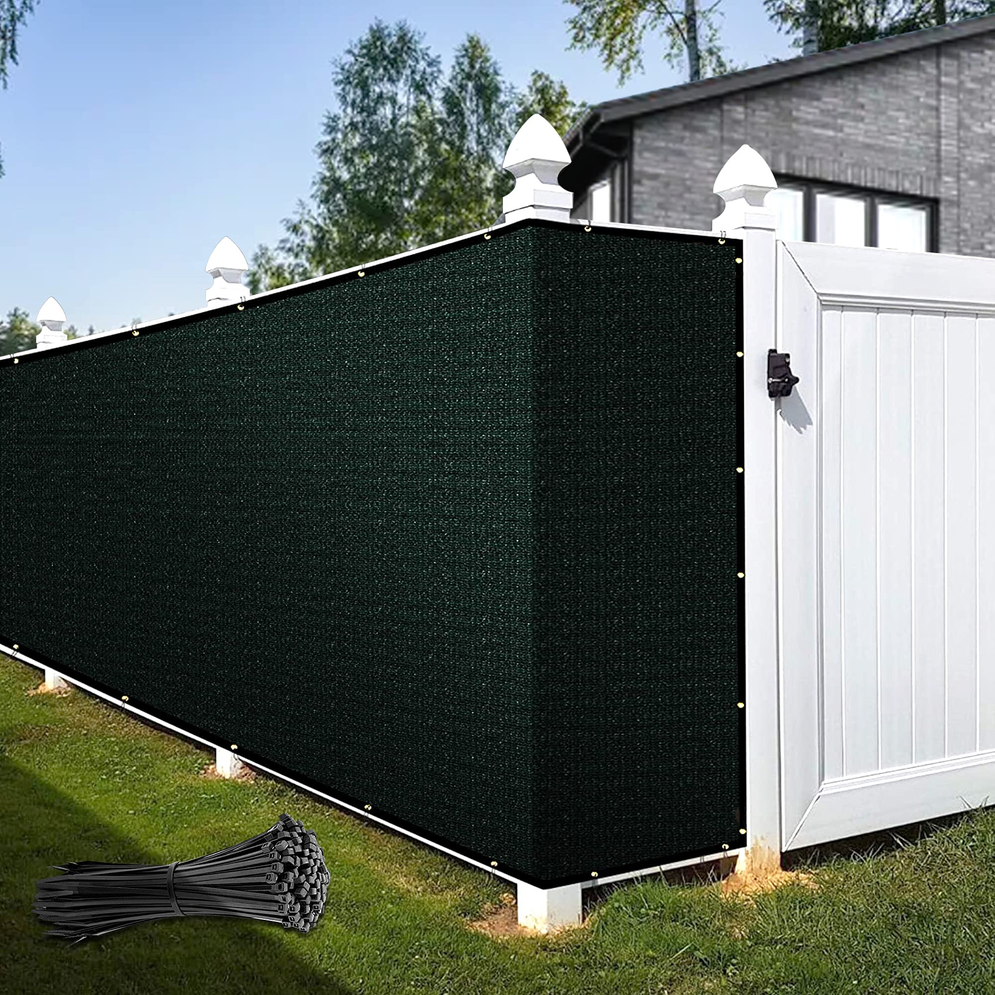 KOOL KOI SHADE 4' x 183' Heavy Duty Commercial Grade Privacy Fence Screen - Custom Size Green Windbreak Cover with Reinforced Binding & Zip Ties (Ideal for Backyard Privacy, Pool Enclosures & Construction Site Wind Protection)