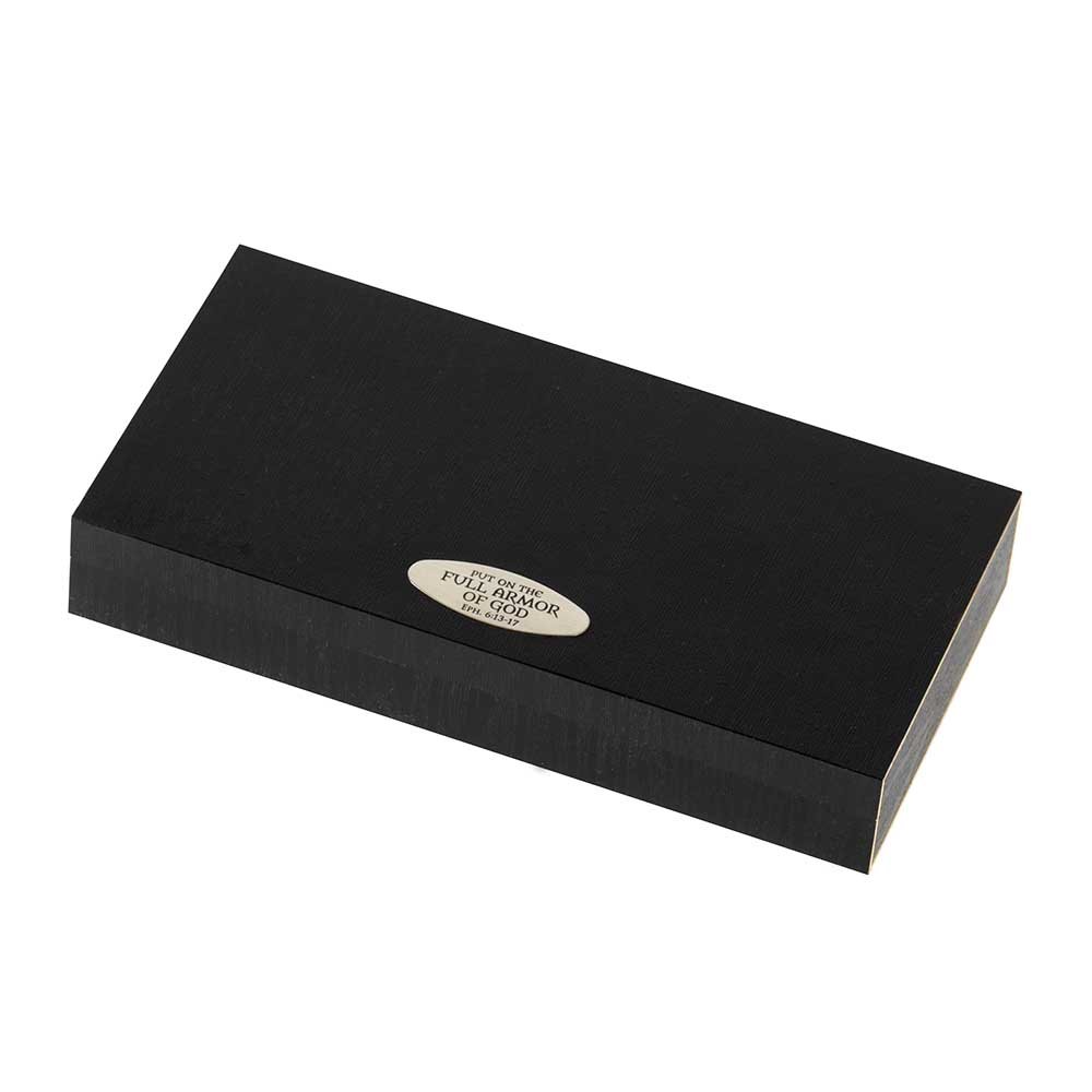 Christian Gift Set - Dicksons Full Armor of God Inspirational 3-Piece Box Set (1 Presentation Box, 1 Black Grip Retractable Ballpoint Pen with Black Ink, 1 Key Ring) - Perfect for Baptism, Confirmation & Bible Study Gifts