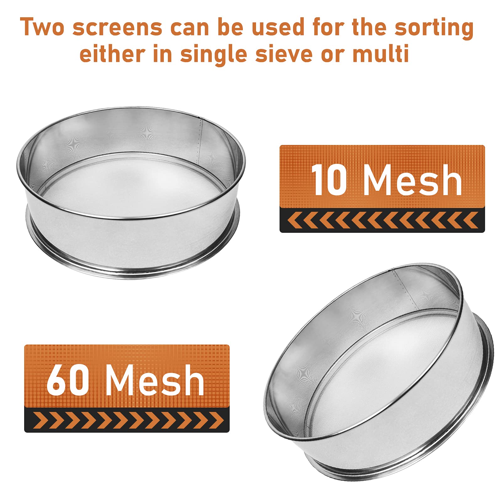 Stainless Steel Automatic Powder Sifter Machine - 10 Mesh & 60 Mesh Vibrating Sieve Shaker with 2 Screens for Flour & Baking Powders | 110V Electric Sifter for Commercial Kitchens & Bakeries