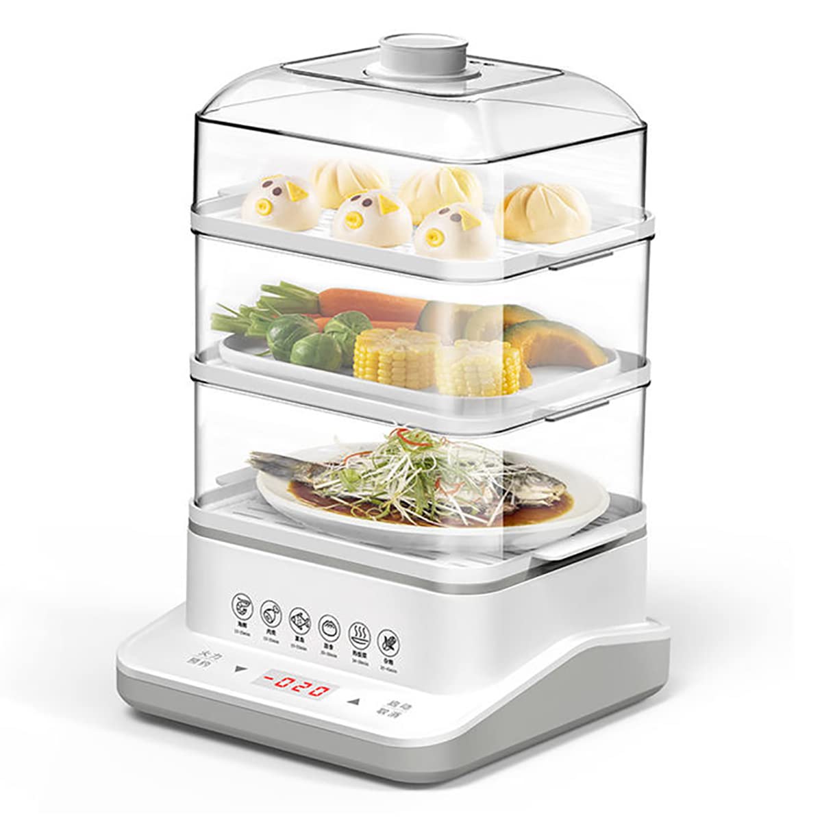 YUNYN 3-Tier Electric Food Steamer 18L/24L - Stainless Steel Steam Rack, 6 Preset Cooking Modes, Stackable Baskets for Vegetables & Meat - Perfect for Healthy Cooking, Meal Prep & Large Family Dinners