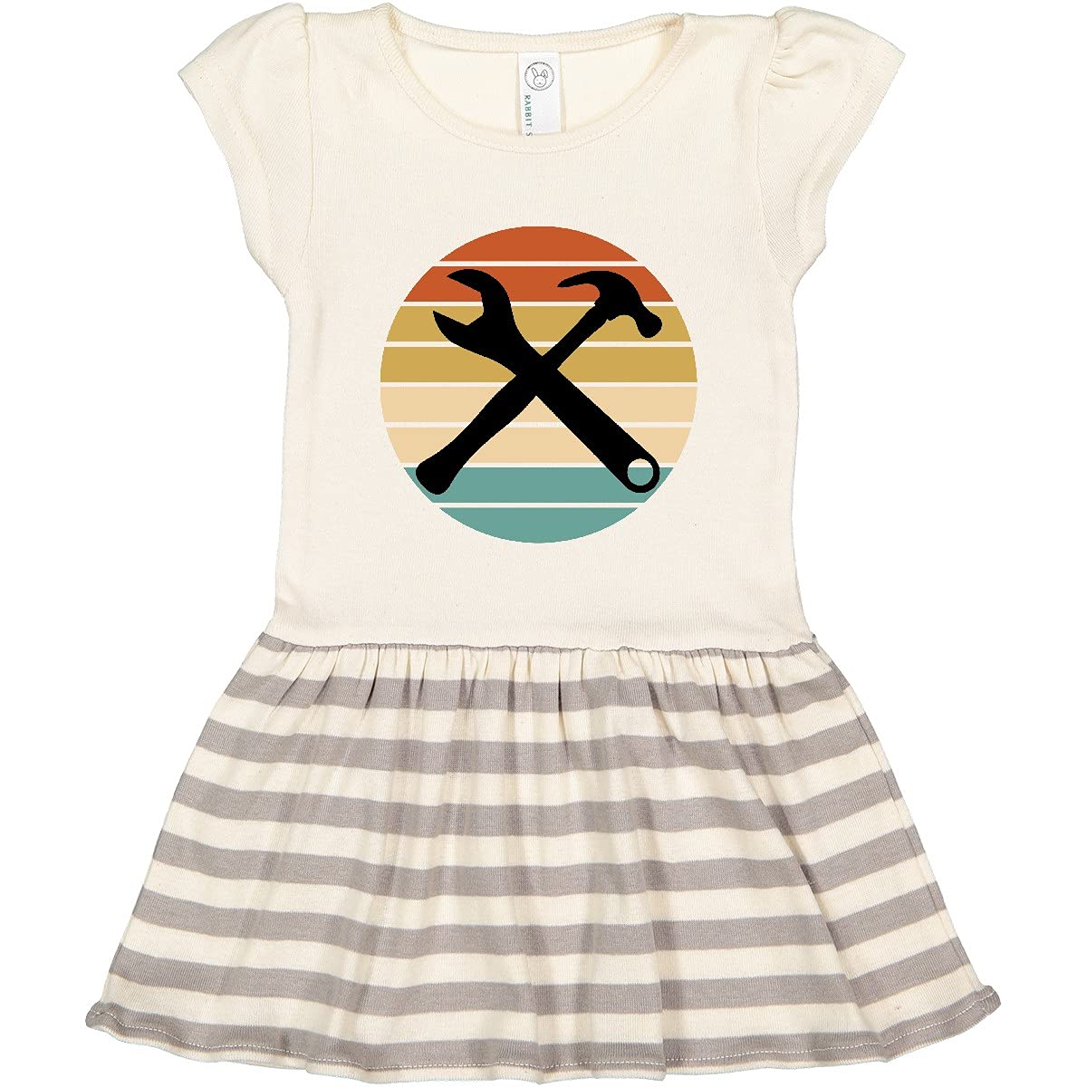 Inktastic Construction Tools Retro Sunset Toddler Dress - Cute & Comfortable Girls' Outfit for Playdates, Daycare & Family Photos