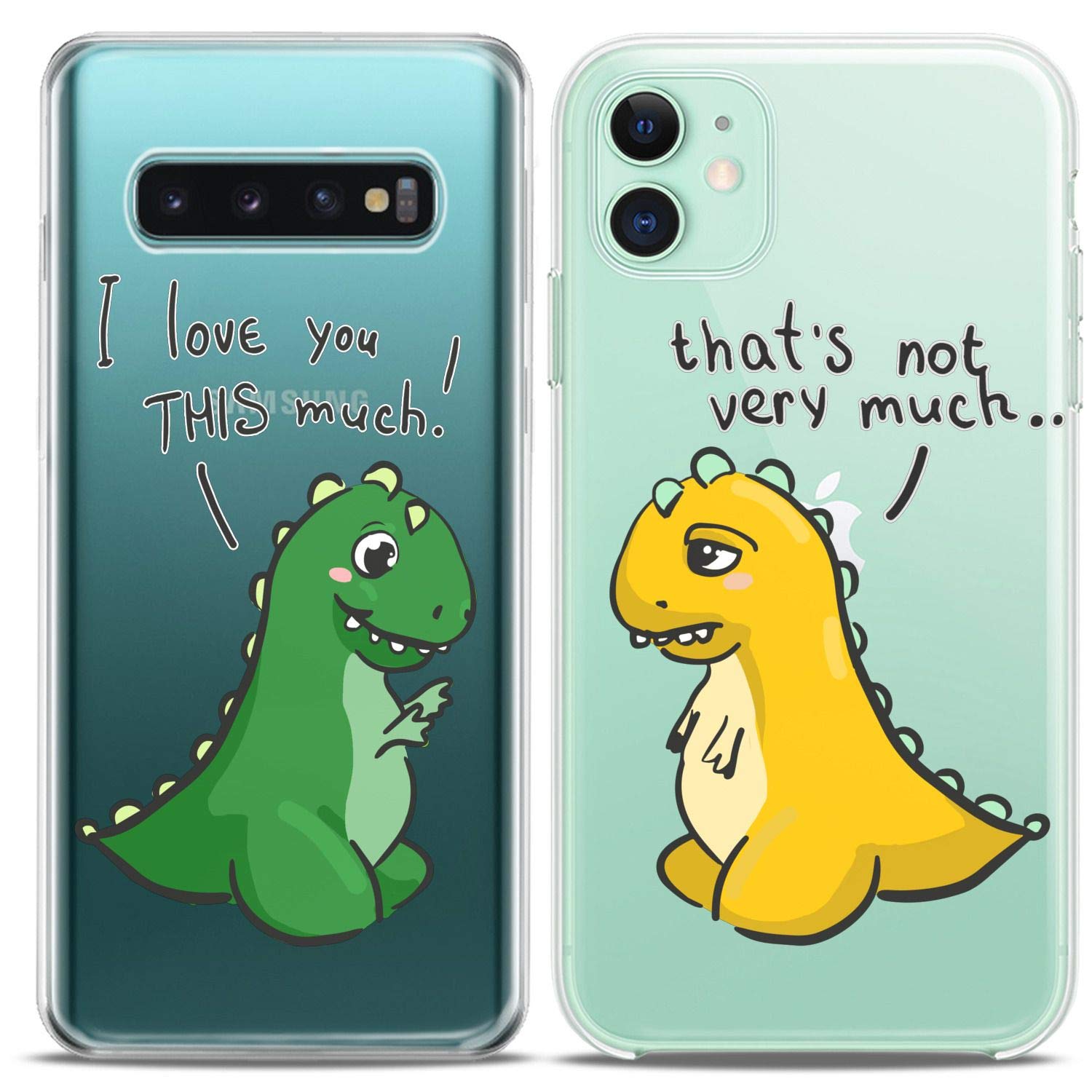 Matching Couple Phone Cases for iPhone 16/15/14/13/12/11 Pro Max/Mini/Xs/X/6s/8 Plus/7+/Xr/10/SE/5 - Clear Slim Flexible Cover with 