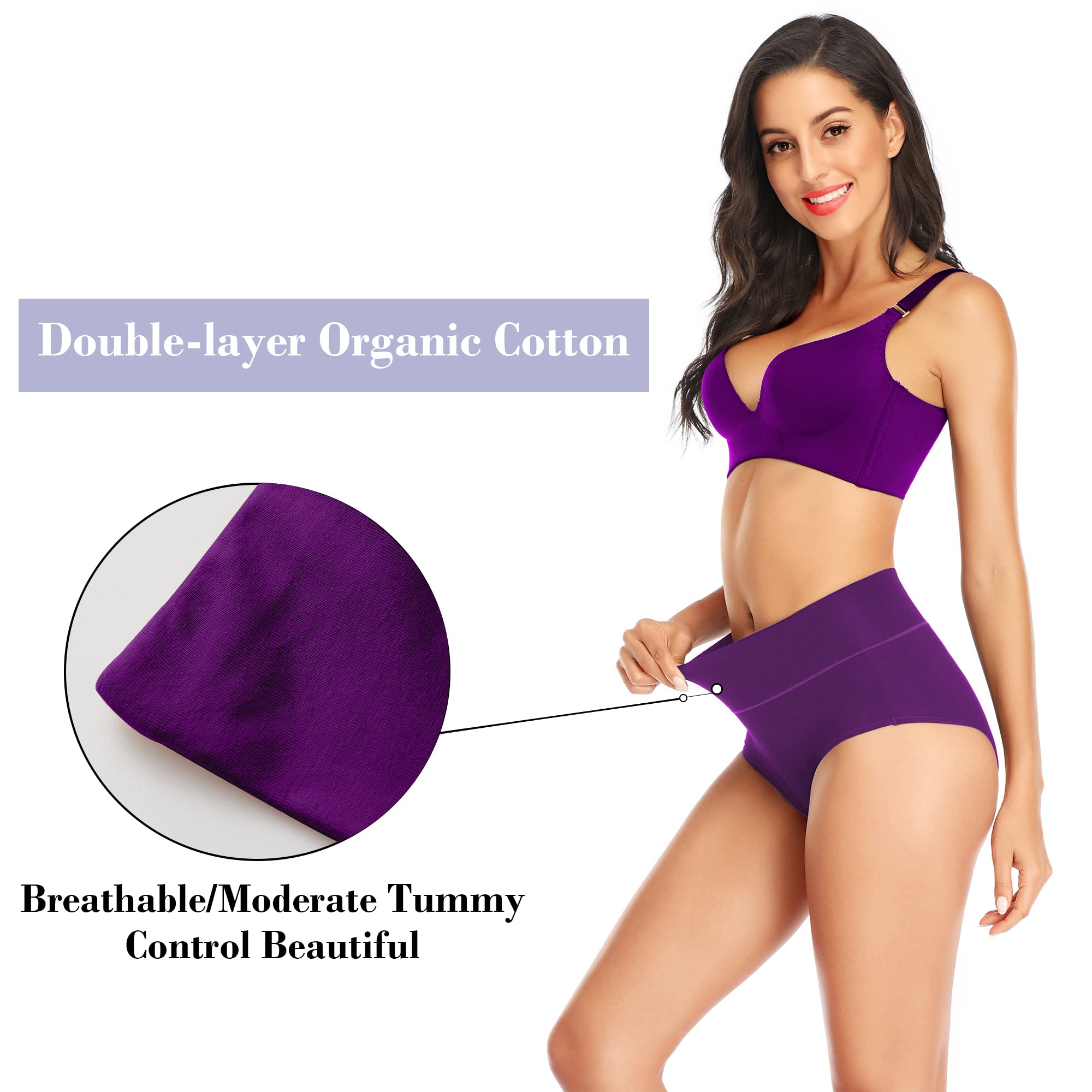 Women's Tummy Control Underwear - High Waisted Cotton Briefs for No Muffin Top | Soft, Breathable Panties for Everyday Comfort | Perfect for Work, Yoga & Postpartum Recovery