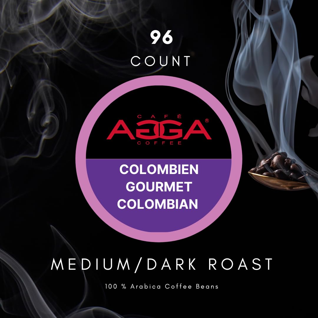 **Agga Coffee - 96 Recyclable & BPA-Free Keurig K-Cup Pods - 100% Arabica, Kosher Certified - Compatible with Single-Serve Brewers - Colombian Gourmet Flavor - Perfect for Home, Office & Gifting**