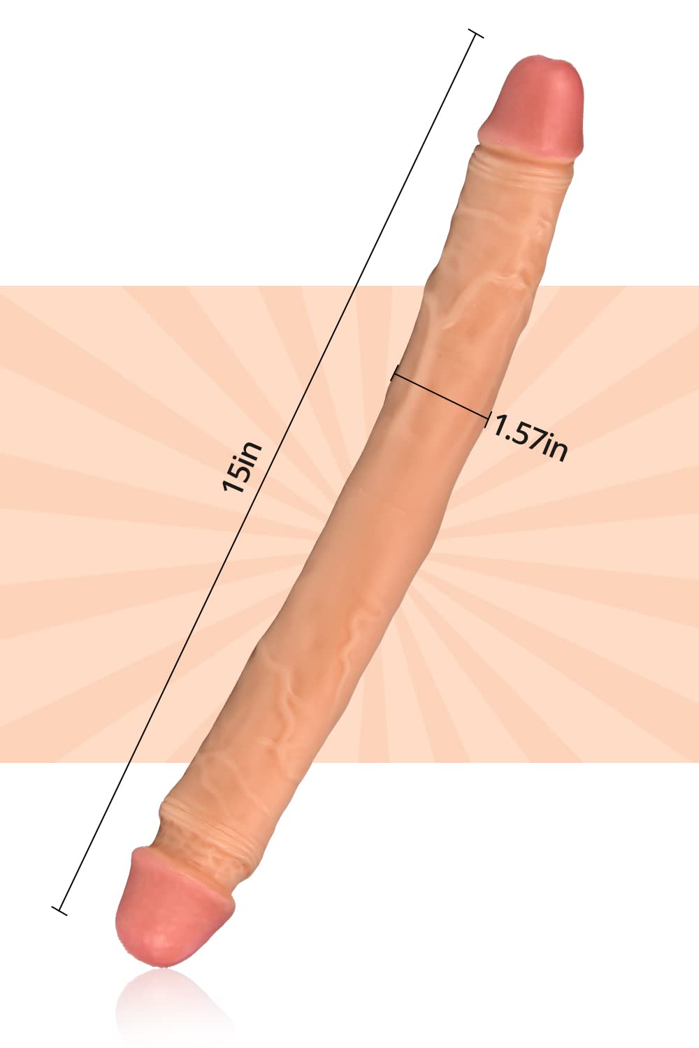 **FST 15 Inch Extra Long Double Head Dildo - Flexible Realistic Penis for Women, Lesbian Couples - Vaginal, Anal, G-Spot & Prostate Stimulation - Perfect for Solo Play & Couples' Fun**
