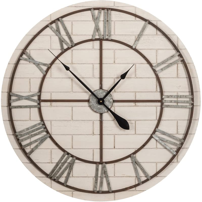 Crestview Collection Wooden Wall Clock - White Modern Farmhouse Style for Living Room, Bedroom & Office Decor